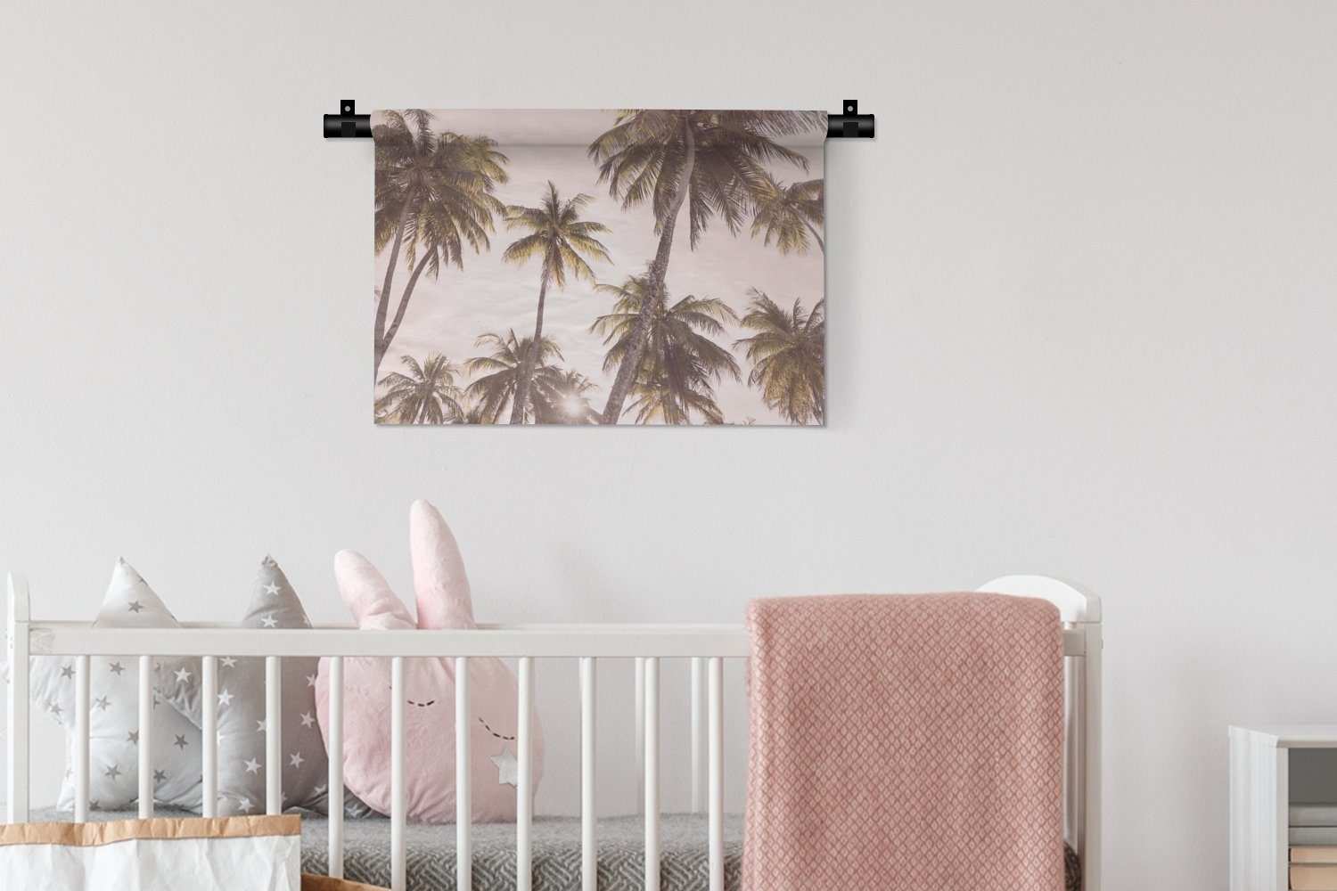 Wohnzimmer, Kinderzimmer Sonne Kleid, Wanddekoobjekt Palmen für Natur, - Grün Schlafzimmer, Wandbehang, - Wanddeko MuchoWow -