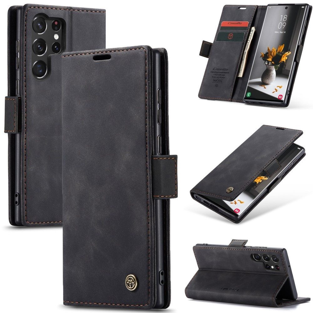 CaseMe Handyhülle Premium Hülle für Samsung Klapphülle Samsung S25 Ultra-Schwarz