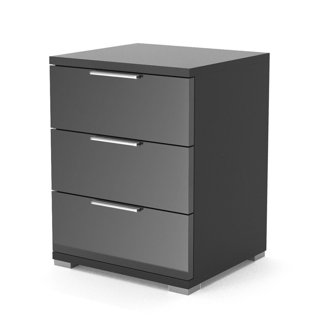 Vicco Nachtschrank Florenz, Schwarz Hochglanz, 46.2 x 60 cm