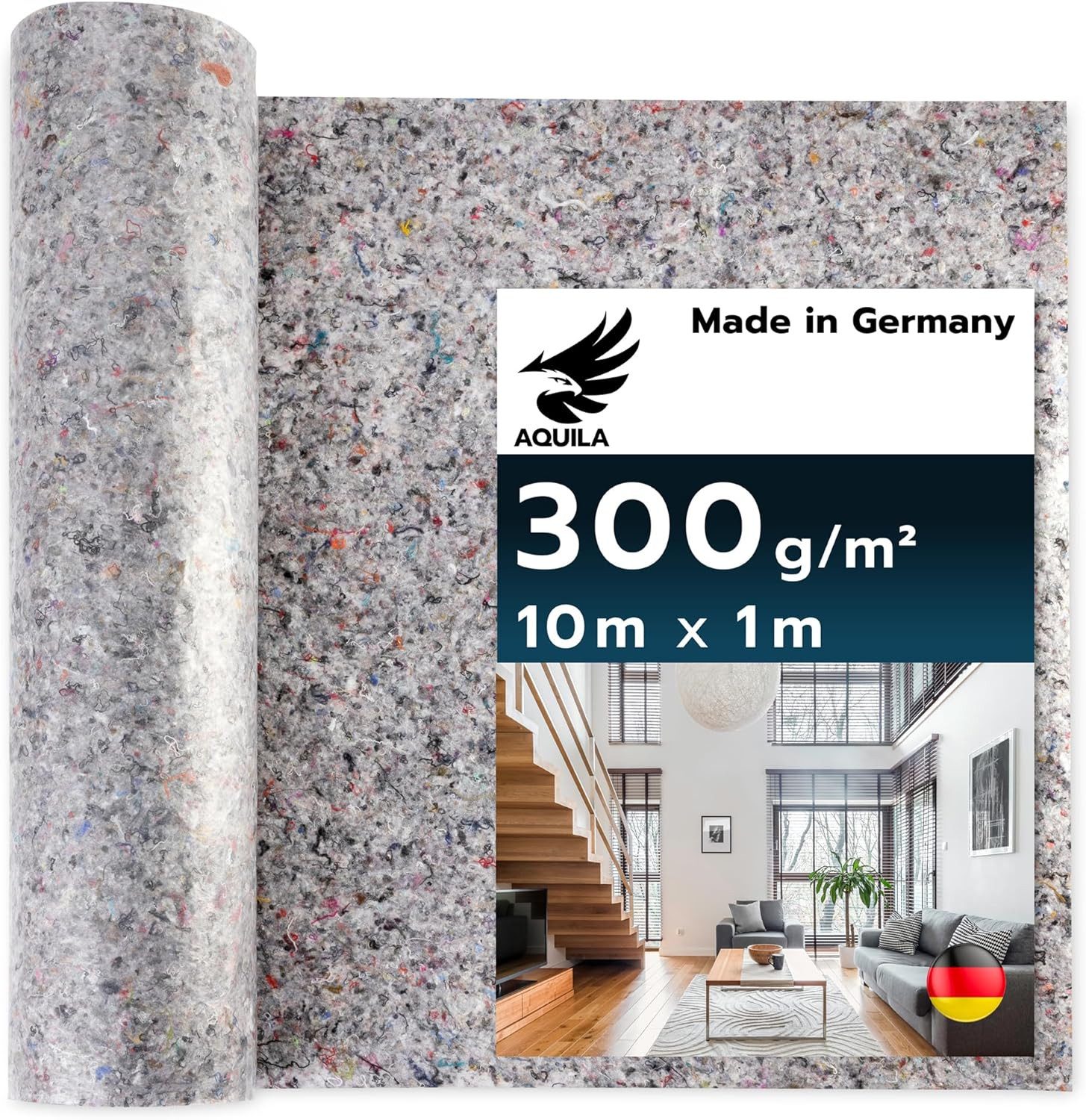 AQUILA Malervlies saugfähiges Malervlies, Vlies zum Streichen, Schutz für Böden & Möbel, rutschfestes Покрытие флис, 10m, 300g