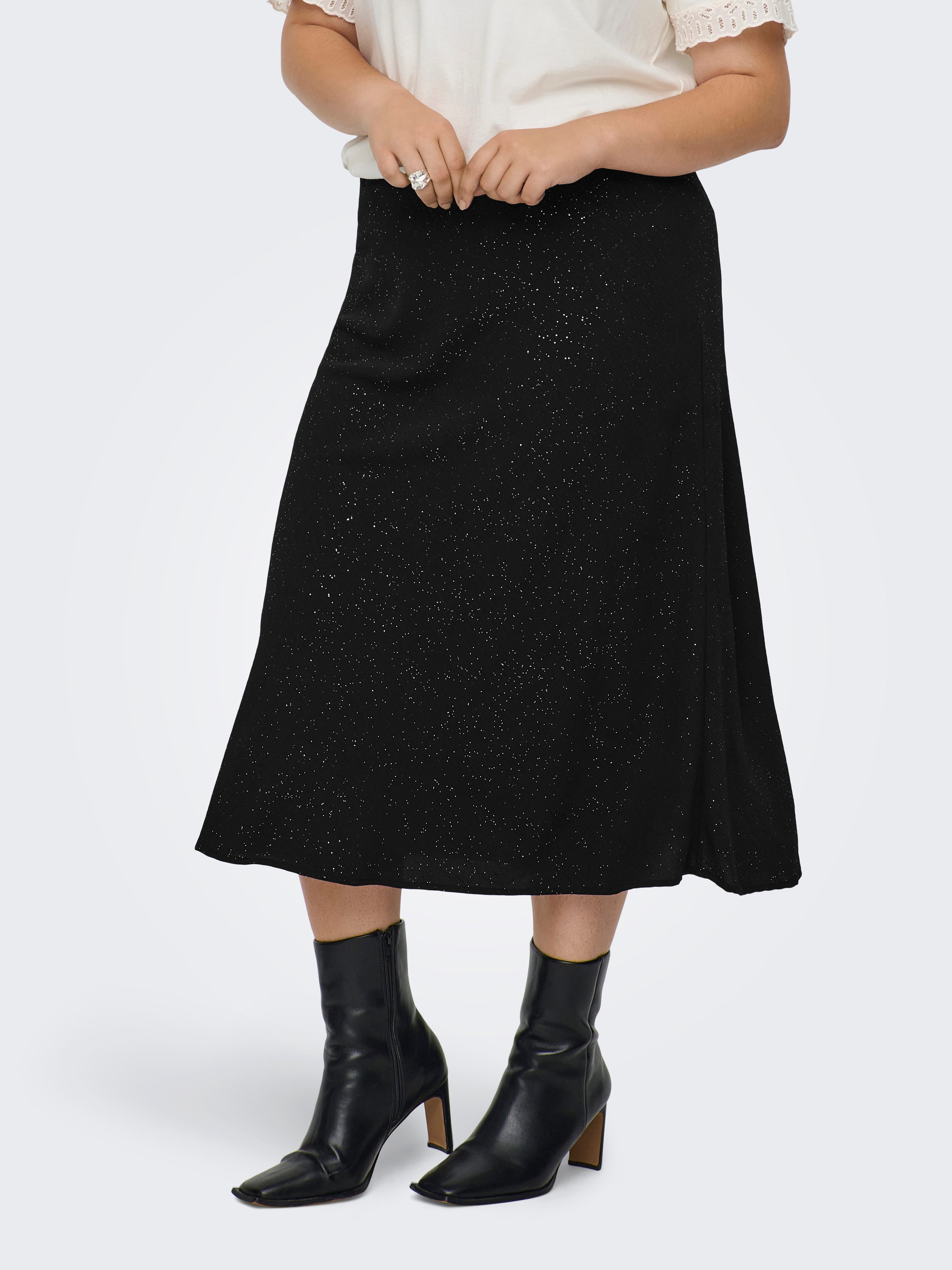 ONLY CARMAKOMA Midirock CARJOSEE METTA LIFE MIDI SKIRT WVN mit Glitzer Effekt