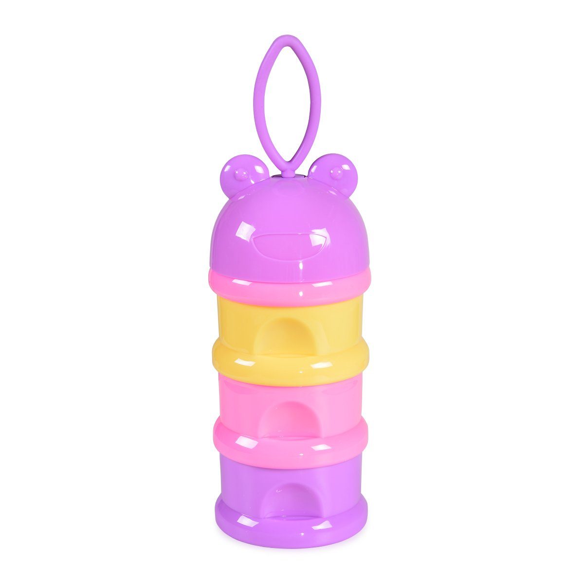 Moni Vorratsdose Milchpulverbehälter, Milchpulver-Portionierer Frosch, Kunststoff, (1-tlg), Frosch lila, 3 Fächer