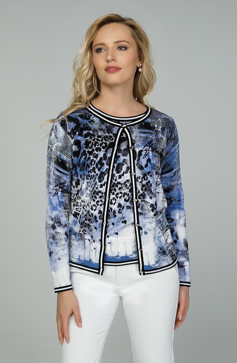 Passioni 2-in-1-Strickjacke Twinset mit modischem Leopardenmuster