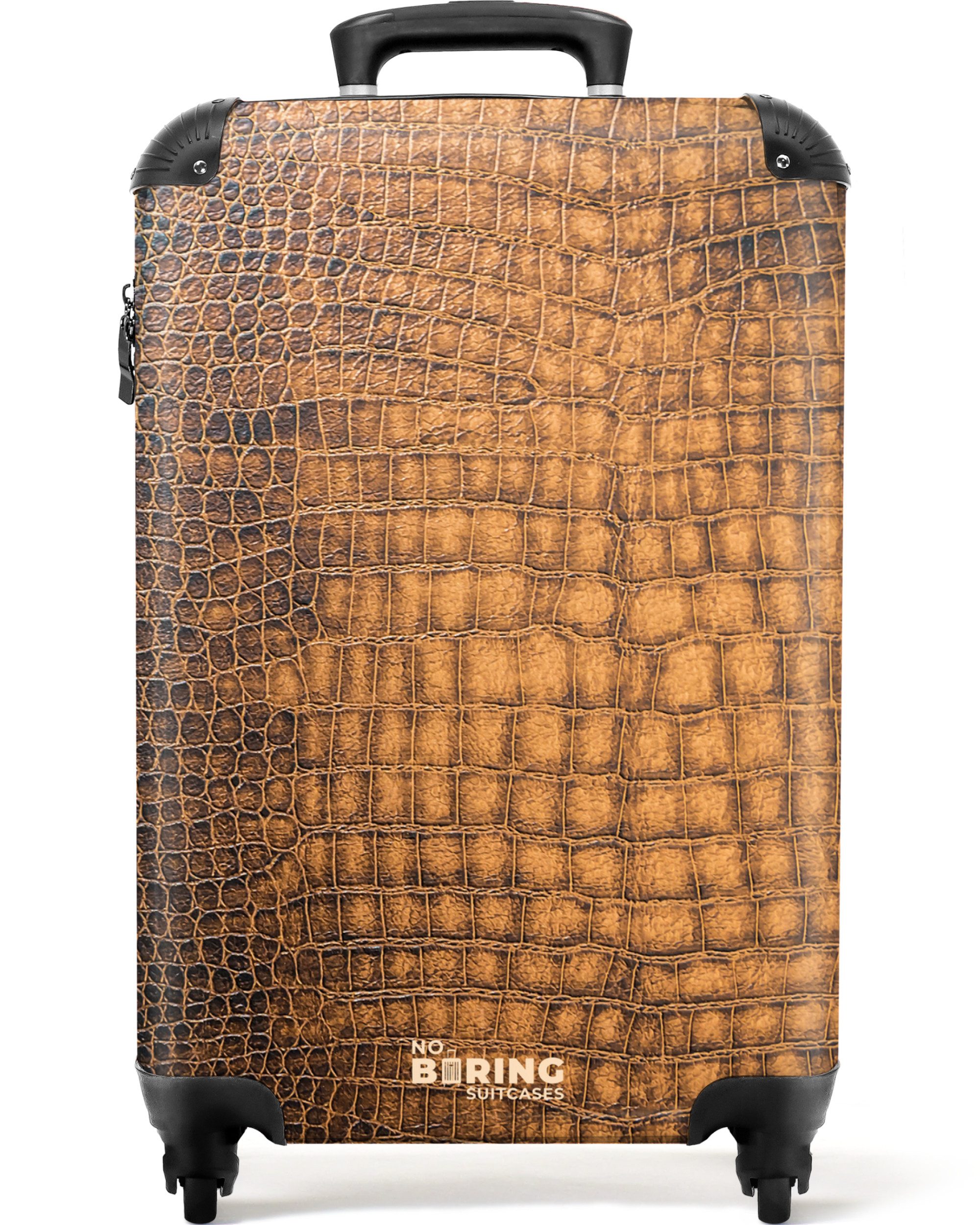 NoBoringSuitcases.com© Hartschalen-Trolley Dunkelbraunes Leder mit Krokodil günstig online kaufen