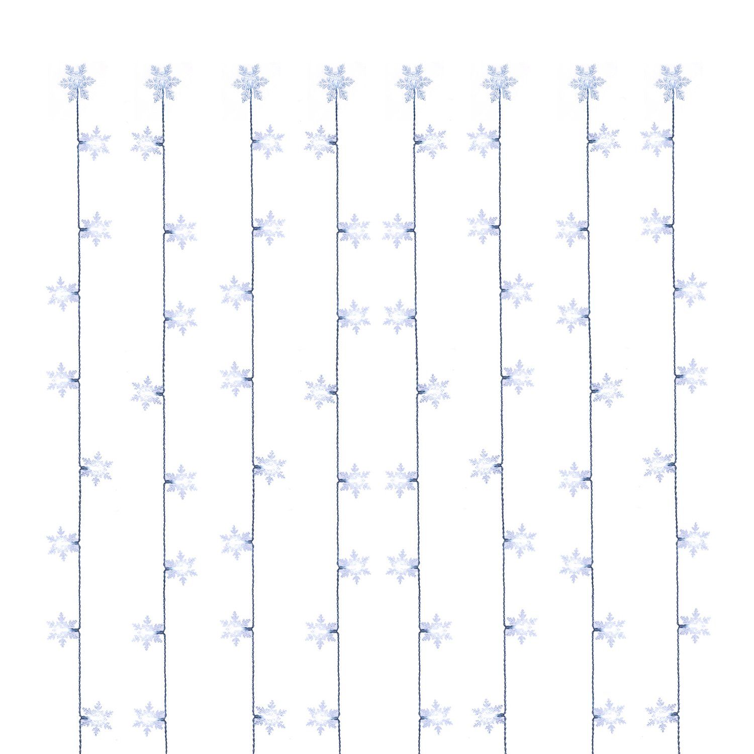 MARELIDA LED-Lichtervorhang LED Lichtervorhang Schneeflocken 64 LED 1,2mx1m Innen Weihnachten, 64-flammig