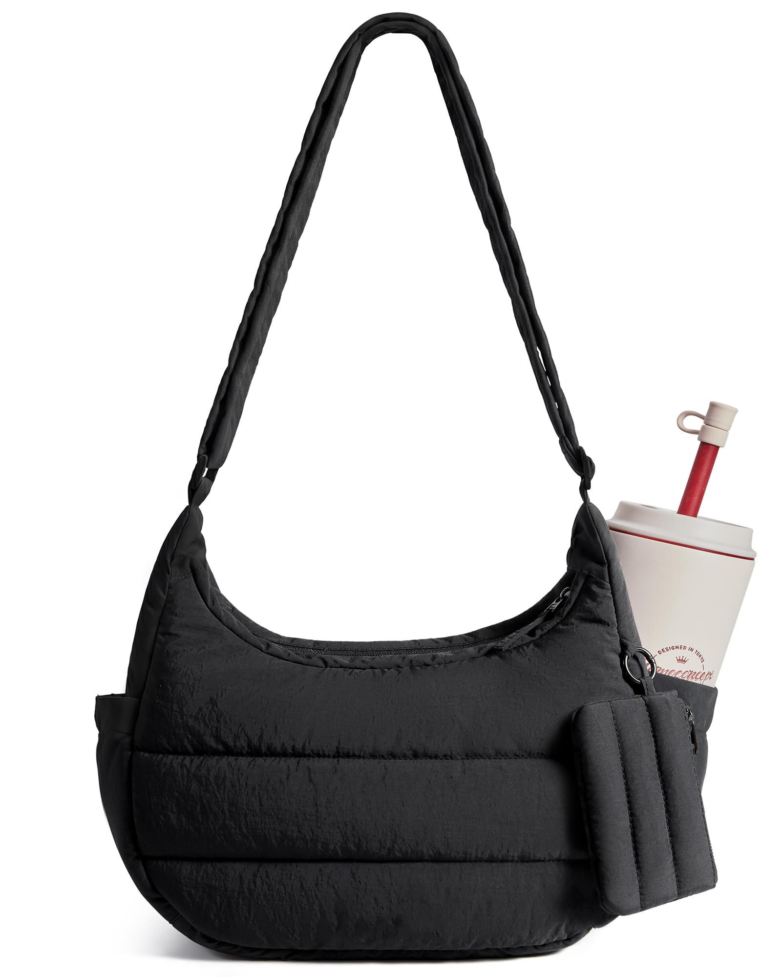 Zaewry Bauchtasche Umhängetasche Damen Crossbody Bag, Puffer Tasche Moon Bag, mit Verstellbarem Schultergurt, Handtasche für Arbeit, Reise, Alltag