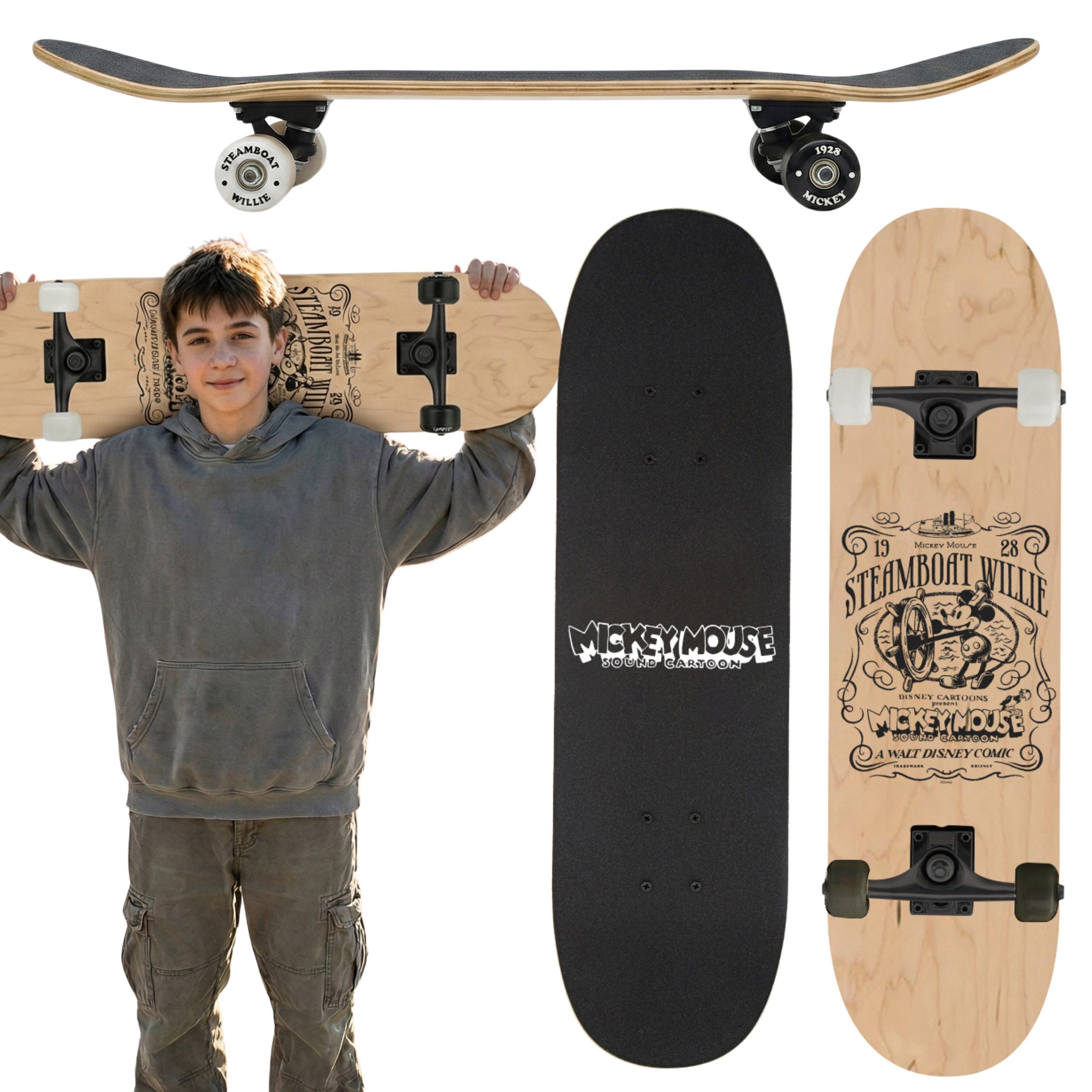 Disney Mickey Mouse Skateboard DISNEY Mickey Mouse STEAMBOAT Holz-Skateboard 79 cm, bis 100 kg
