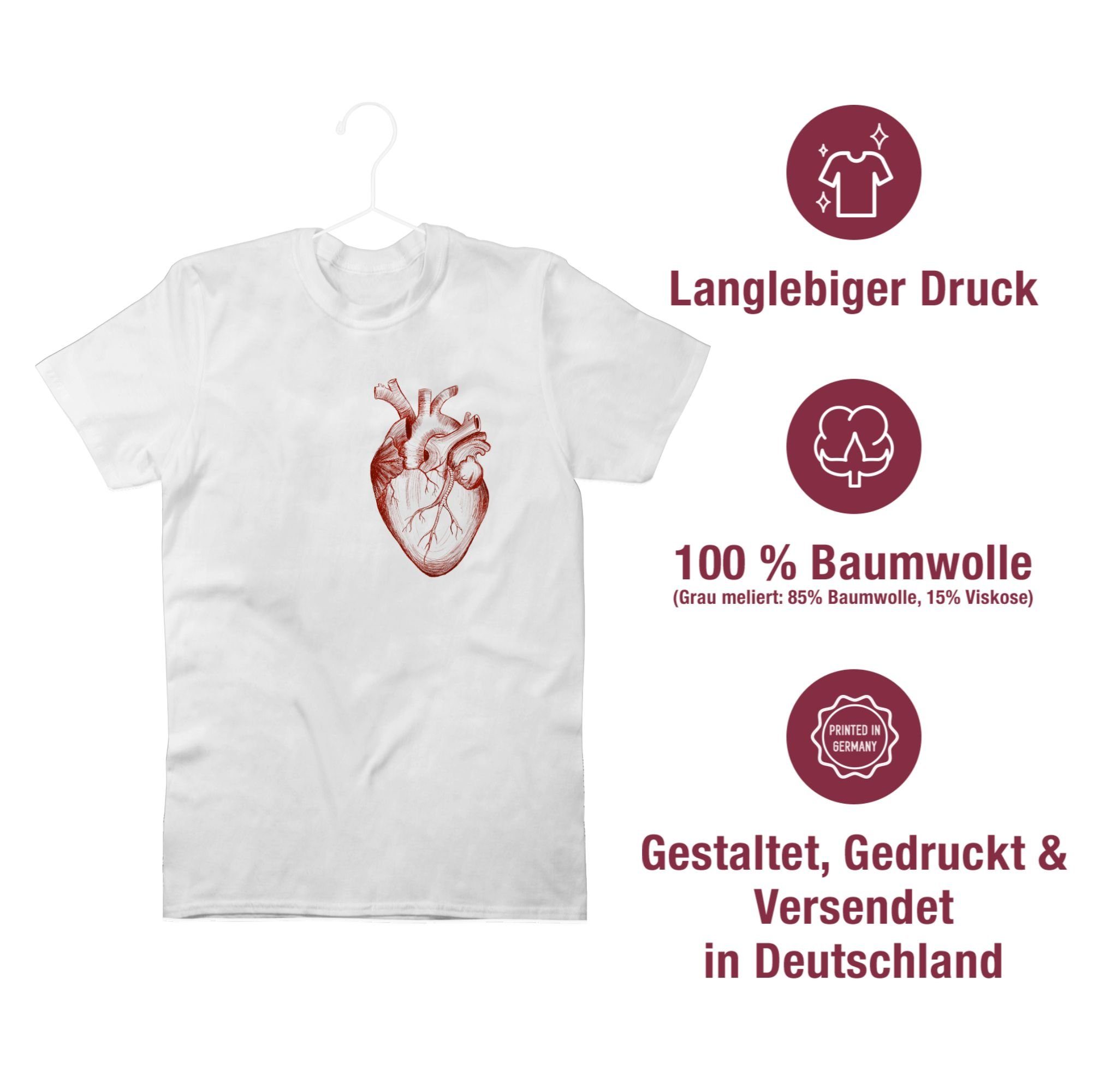 Geschenke T-Shirt Shirtracer Anatomie 01 Weiß Nerd Herz