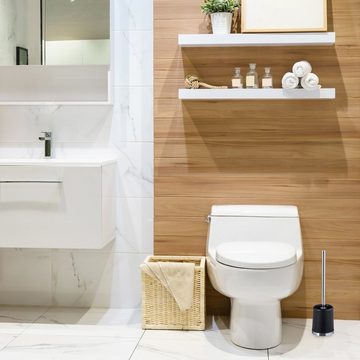 relaxdays Badezimmer-Set 10 x WC-Garnitur rund schwarz