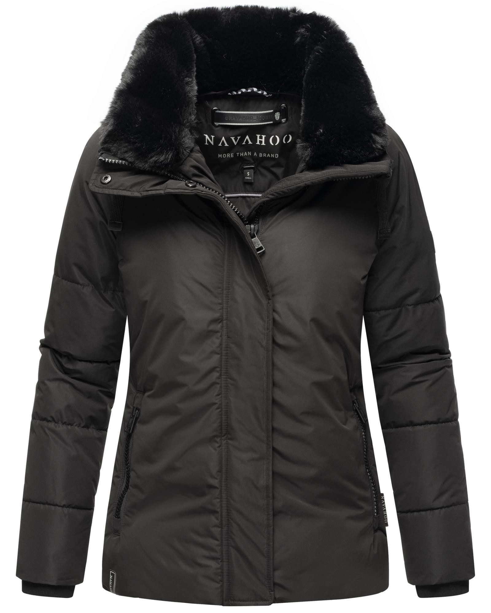 Navahoo Winterjacke Frostii XIV modische Damen Winter Steppjacke mit Kunstfellkragen