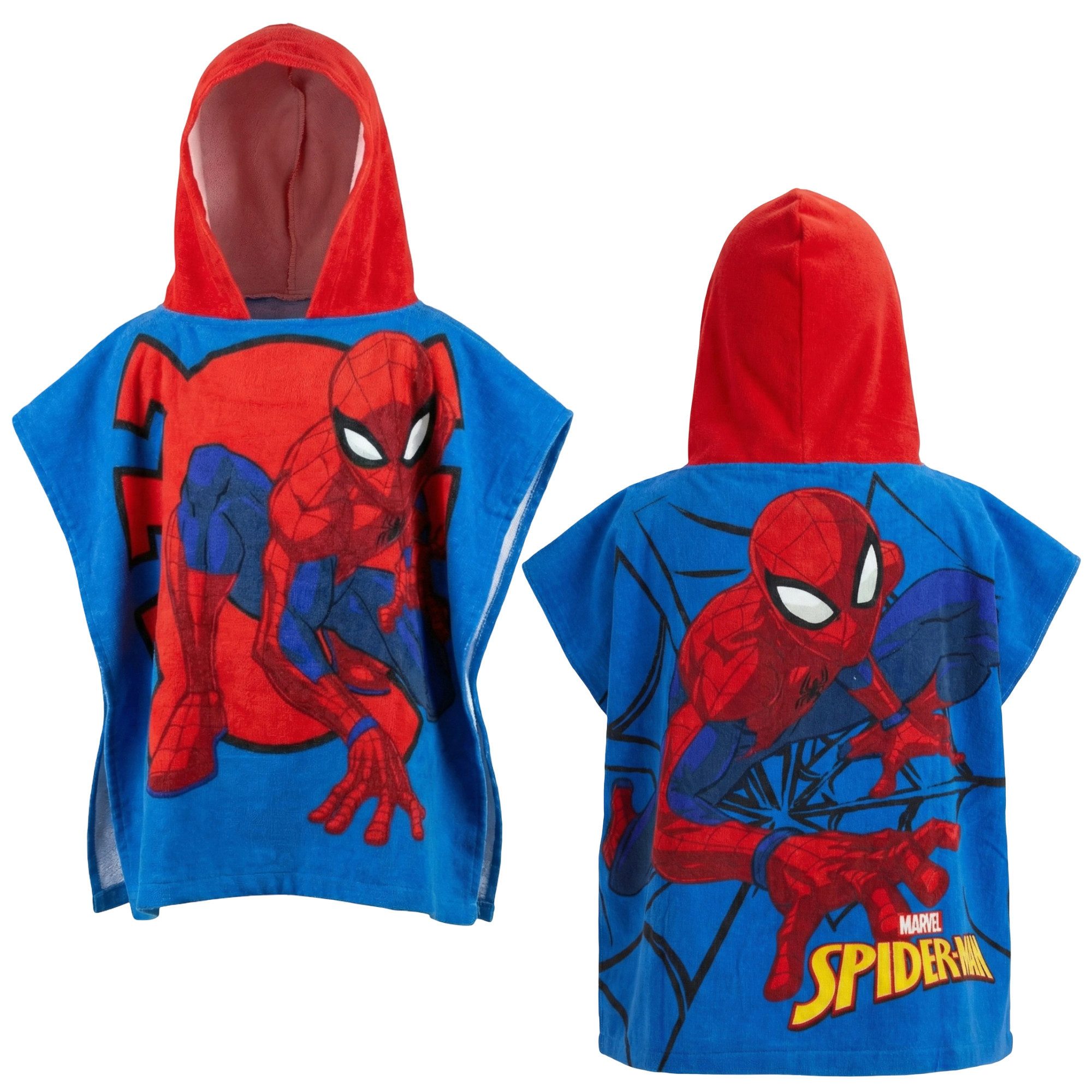 MARVEL Badeponcho Marvel Spiderman Kinder Mikrofaser Poncho Badeponcho mit Kapuze, 55 cm, Polyester, Kapuze, Pull-On