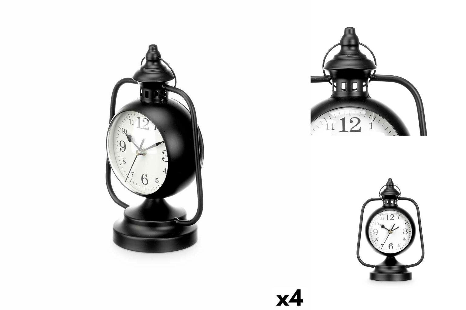 Gift Decor Uhr Tischuhr Lampe Schwarz Metall 17 x 25 x 11,3 cm 4 Stück Wohnzimmer