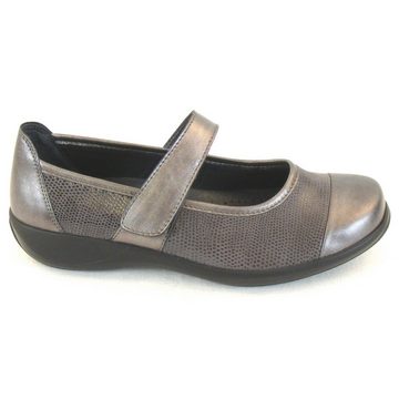 Stuppy Damen Schuhe grau metallic Mary Jane Spangenschuhe Leder Stretch 10957 Ballerina