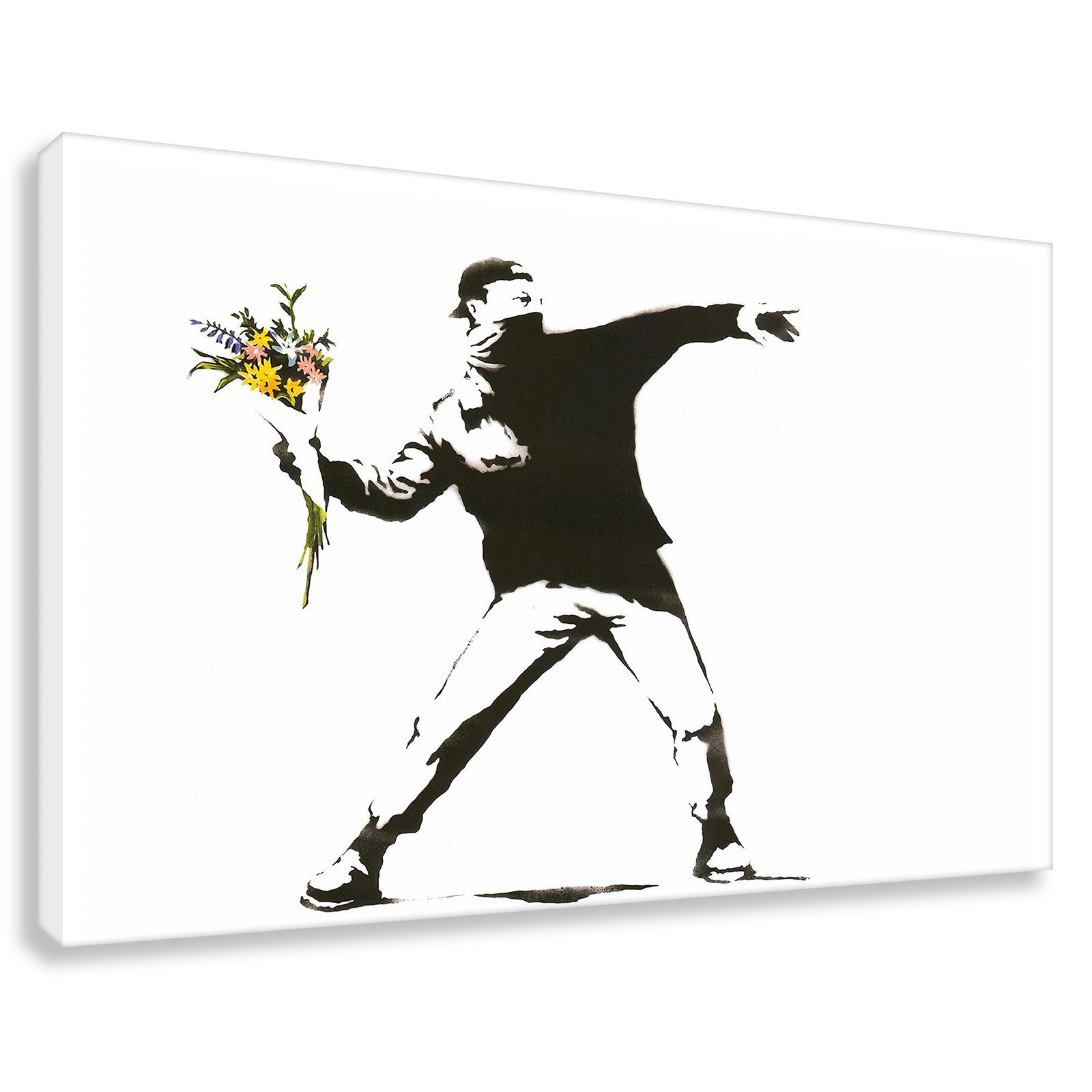 Leinwando Картина Banksy Leinwandbilder Blumenwerfer Quer light Изображения zum Aufhängen