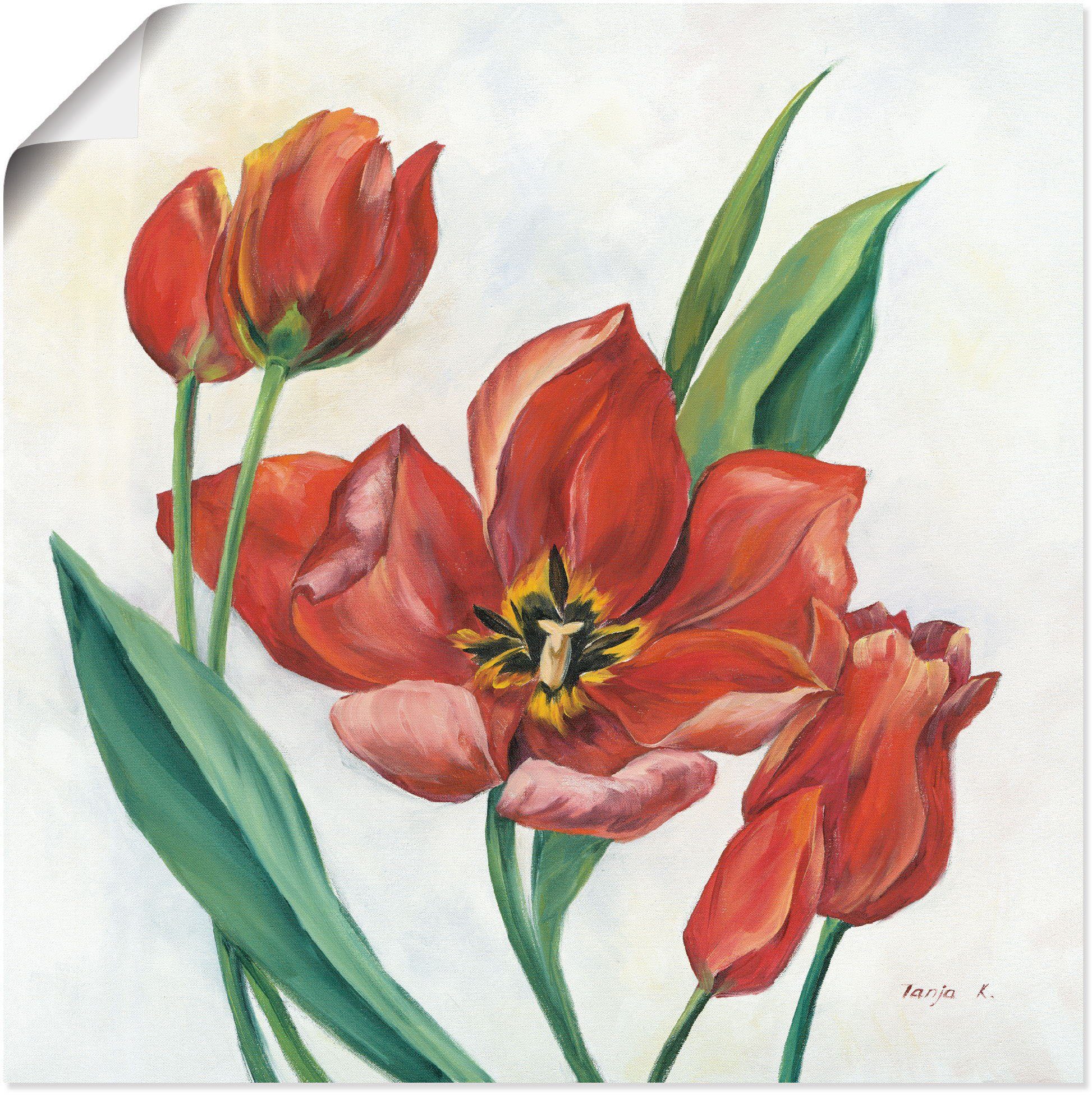 in oder Poster Wandaufkleber I, (1 Wandbild Artland Tulpen versch. Größen als Alubild, Leinwandbild, St), Blumenbilder