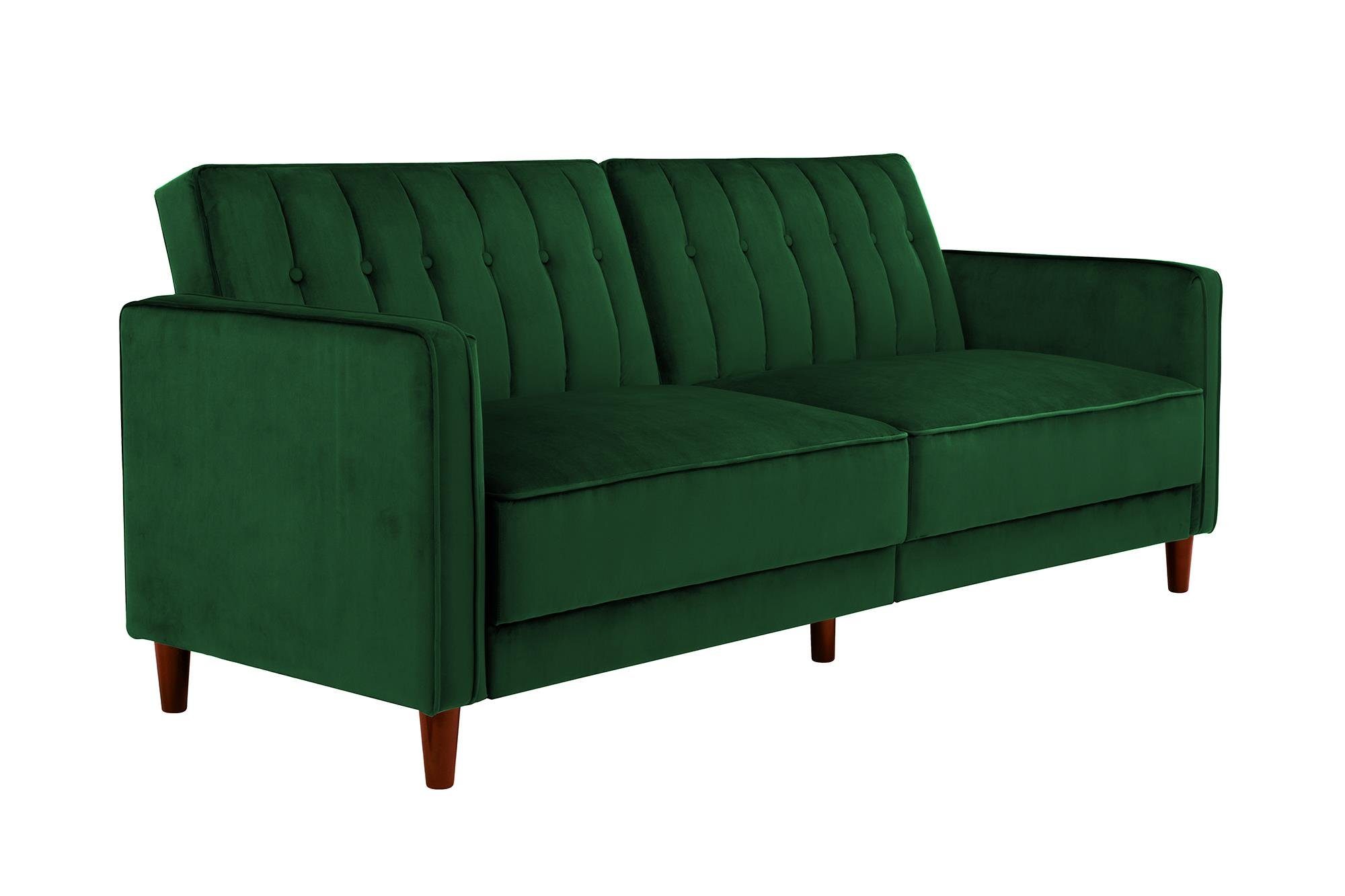 loft24 Schlafsofa Pin, Bezug in Samtoptik, Breite 207 cm, weitere Farben erhältlich Grün