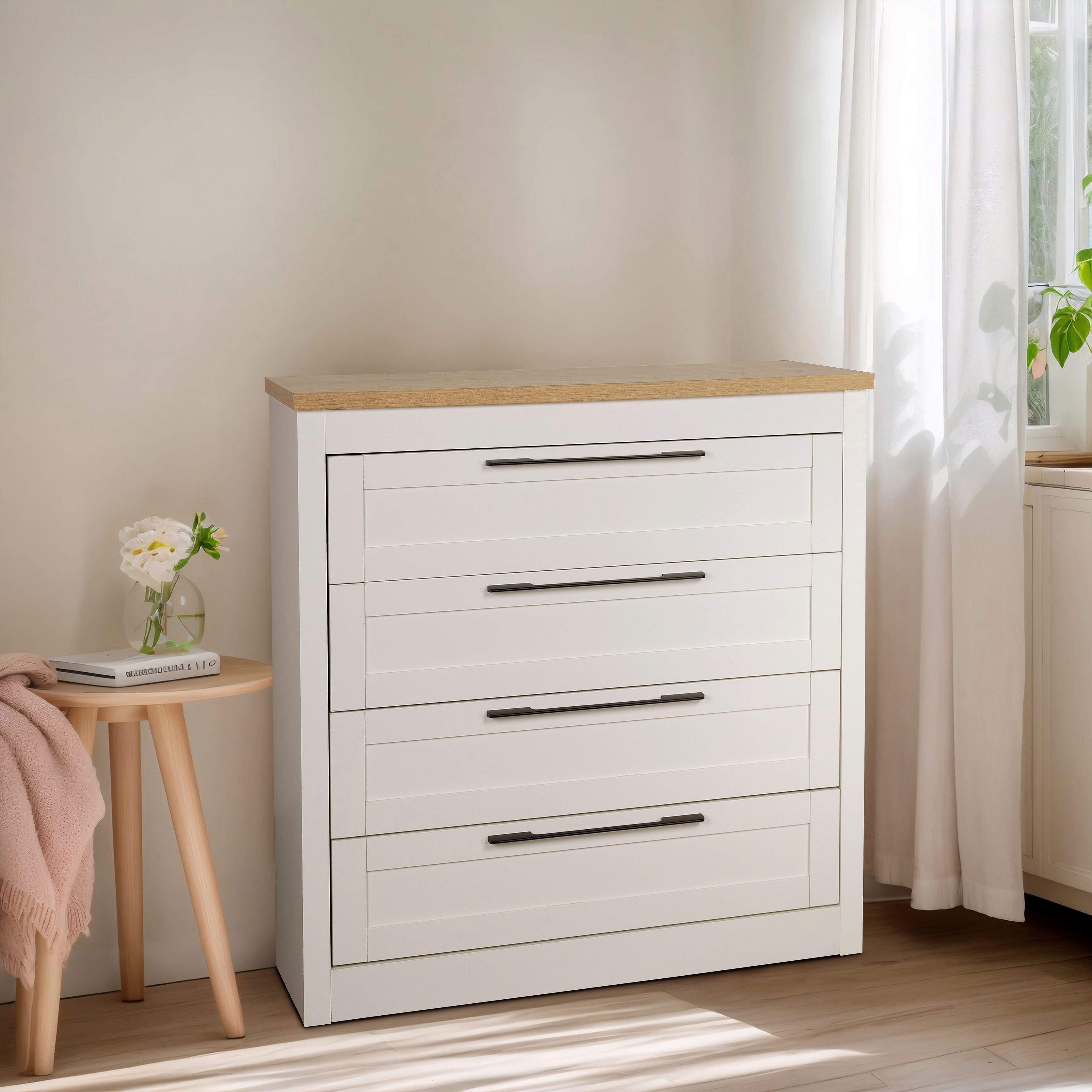 OTTO home Schubkastenkommode Büsum Schlafzimmer Schrank Wäscheschrank, Sideboard mit 4 Schubladen im Landhaus Design Bestseller