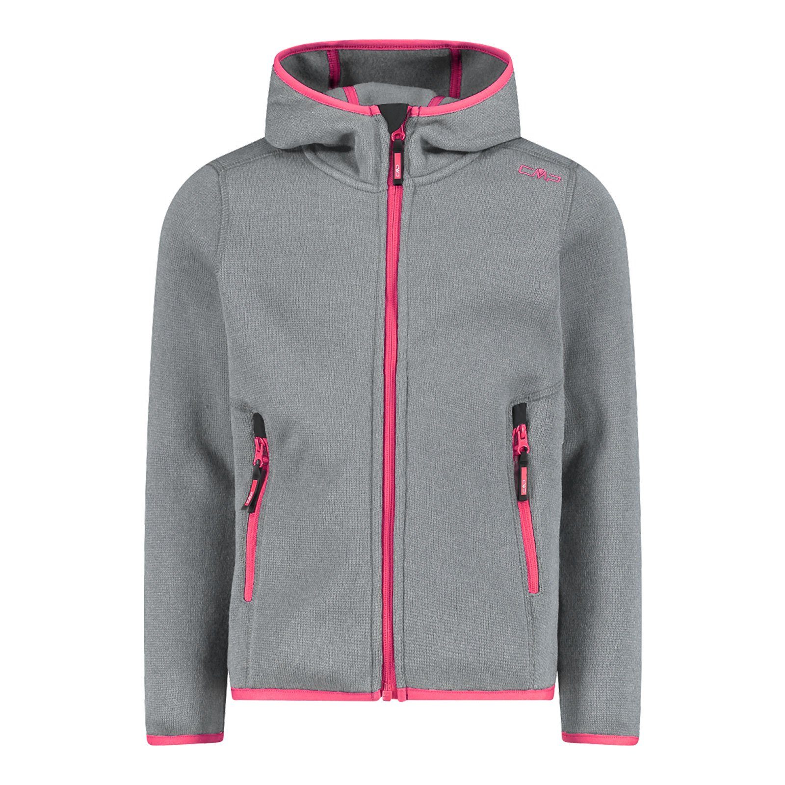 Kapuze / Knit-Tech CMP argento Strickfleecejacke mit Kapuzenstrickjacke pink 83UN fluo