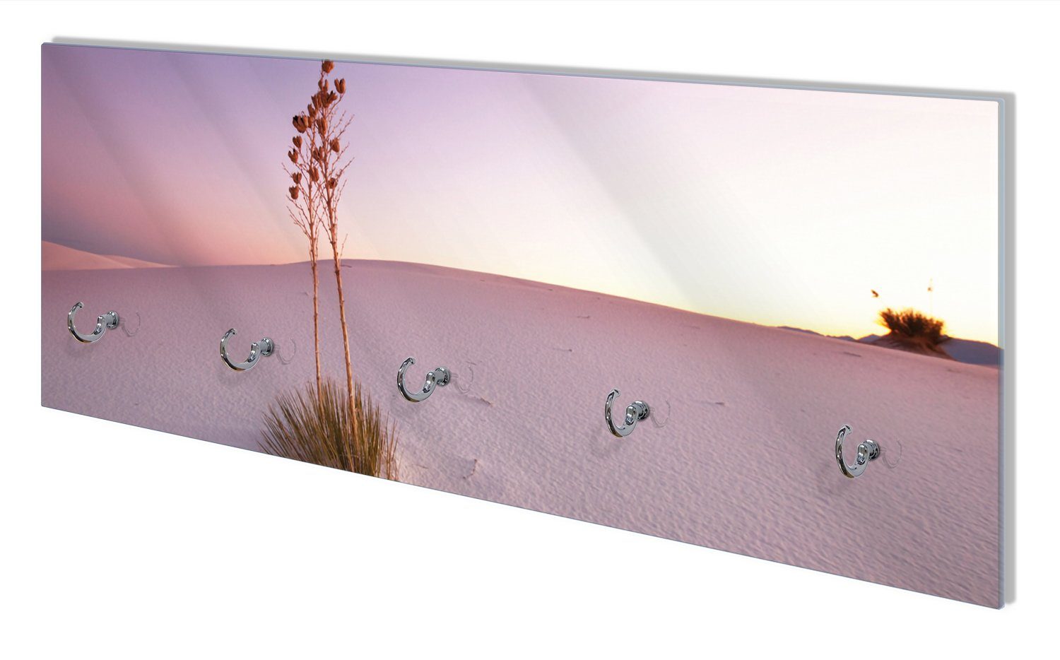 Wallario Wandgarderobe Kleine Oase in der Wüste (1-teilig, inkl. Haken und Befestigungsset), 80x30cm, aus ESG-Sicherheitsglas