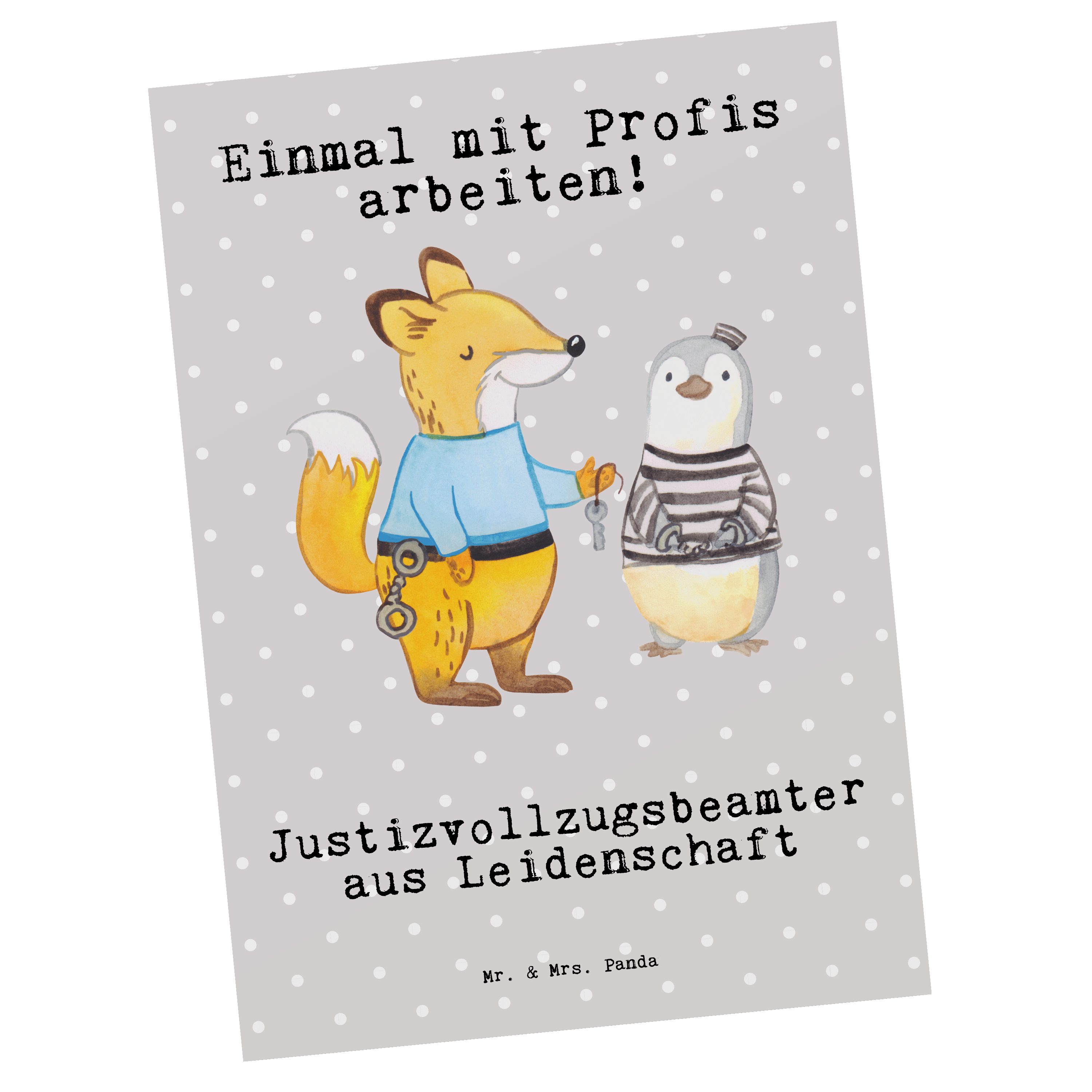 Mr. & Mrs. Panda Postkarte Justizvollzugsbeamter aus Leidenschaft - Grau Pastell - Geschenk, Geb