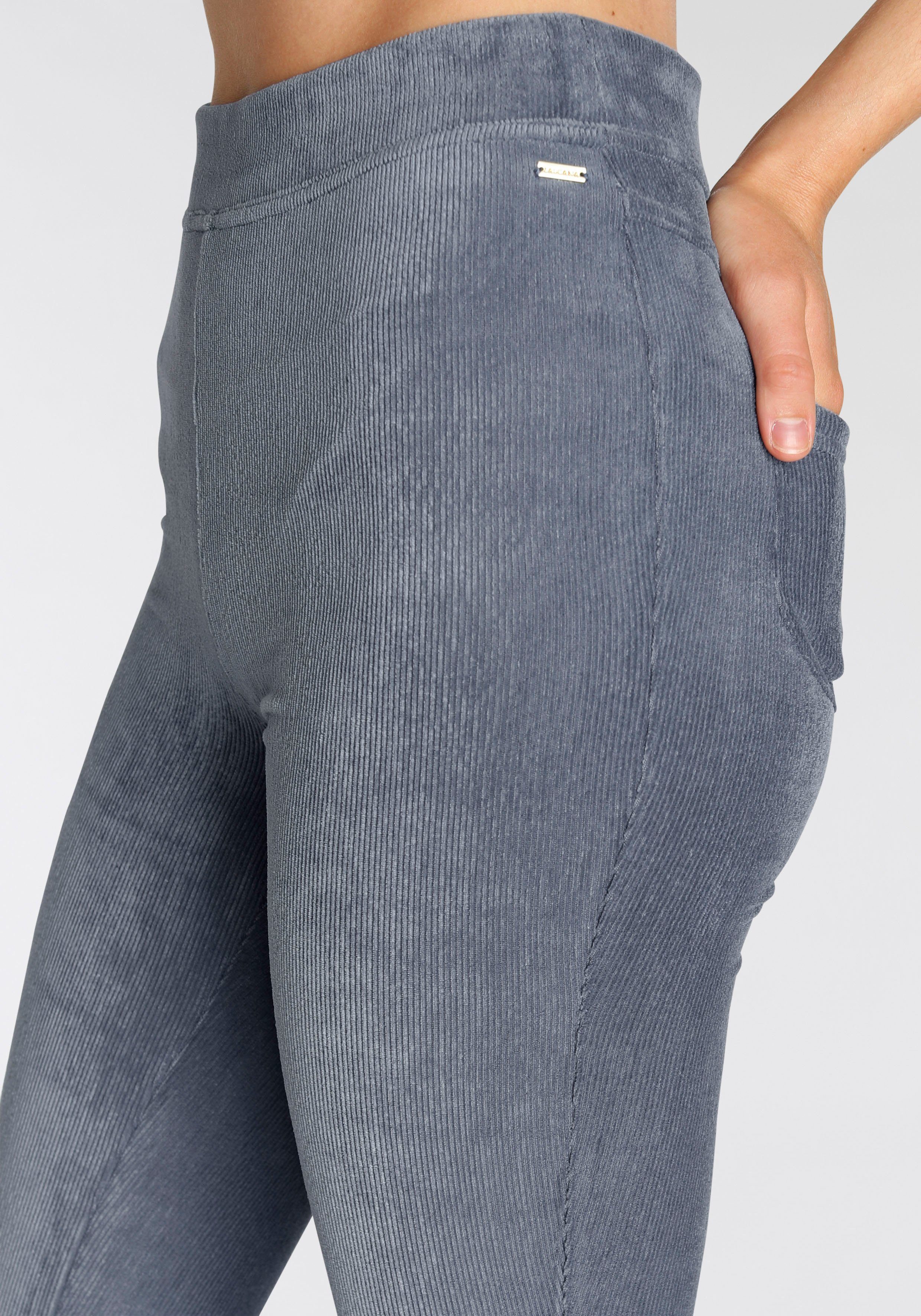 Jazzpants Material graublau Loungewear aus Cord-Optik, in LASCANA weichem