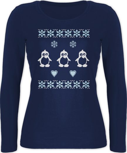 Shirtracer Rundhalsshirt »Norweger Pixel Pinguin - Weihnachten