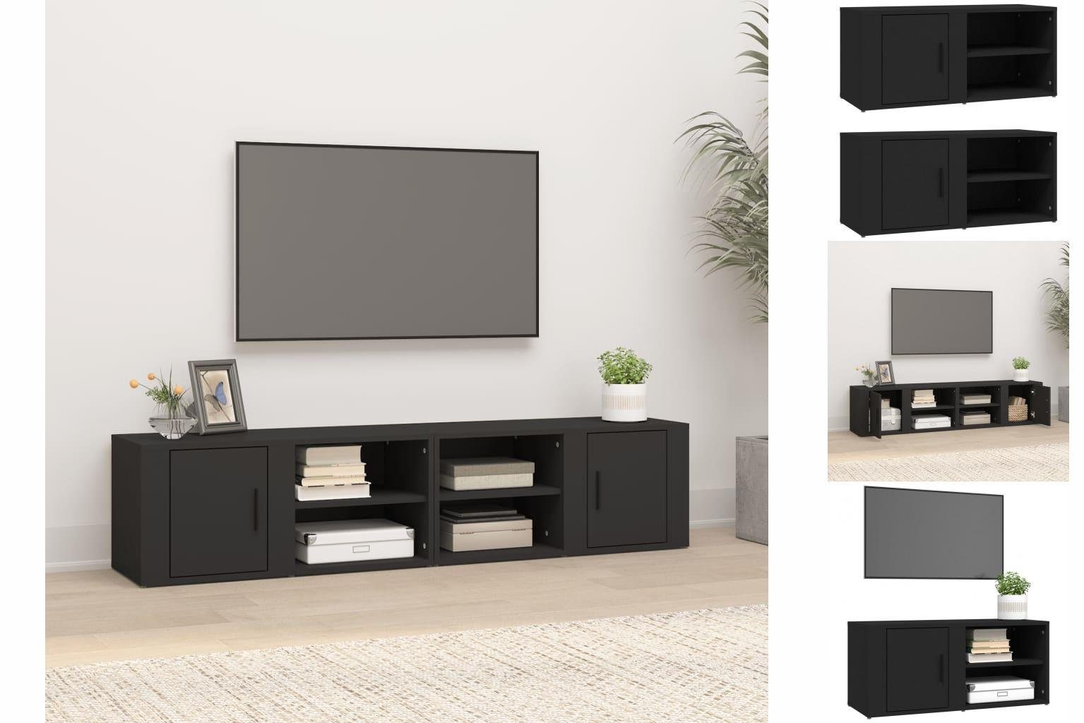 vidaXL TV-Schrank TV-Schränke 2 Stk Schwarz 80x31,5x36 cm Holzwerkstoff TV-Lowboard Fern