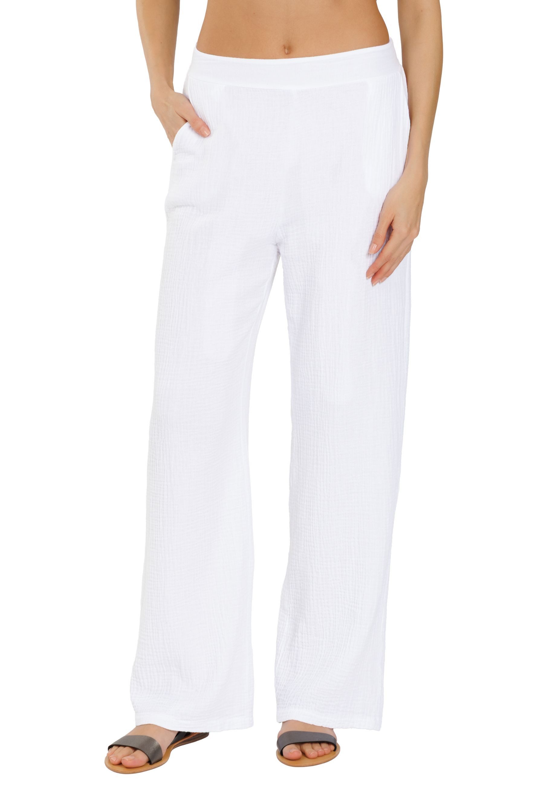 Caspar Stoffhose Damen Musselin Hose 100% Baumwolle Sommerhose Made in Italy - KHS055