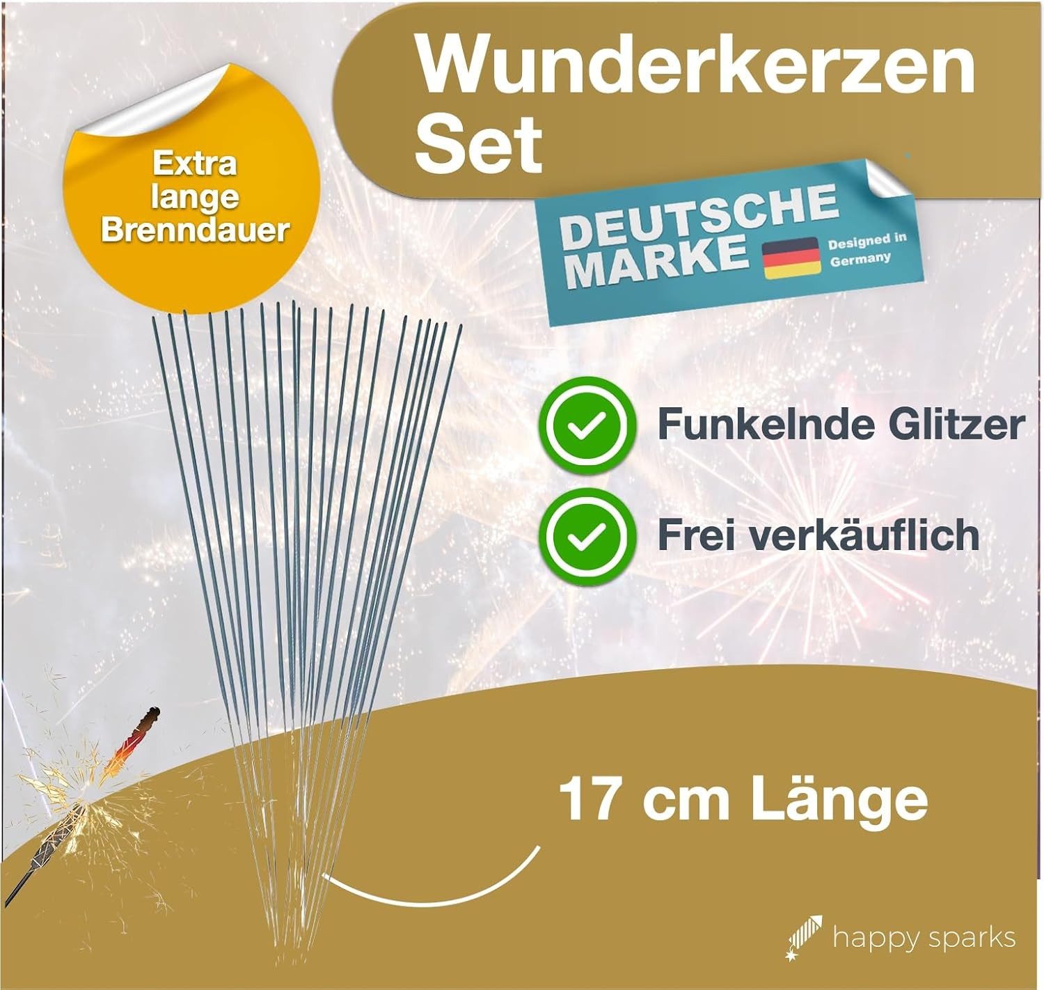 happy sparks® Geburtstagskerze Wunderkerzen 17 cm günstig online kaufen