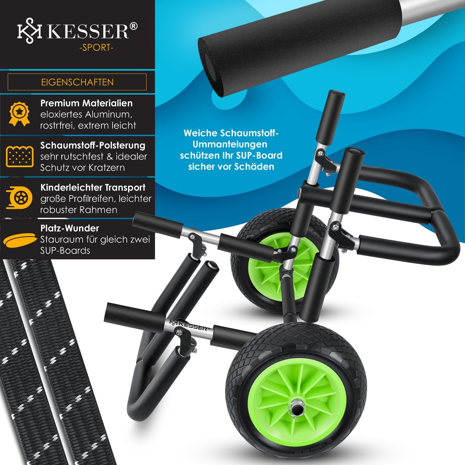 KESSER SUP Transport Trolley, Surfboard Transport Trolley for SUP Boards (Stand Up)
