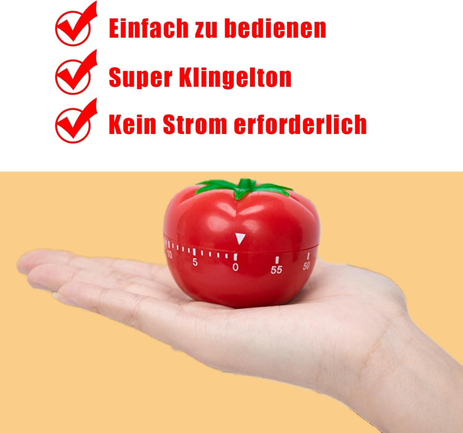 FELIXLEO Intervall-Timer Pomodoro Timer Eieruhr Kurzzeitwecker Lernen Kochen Hausaufgaben Rot. (1-St)