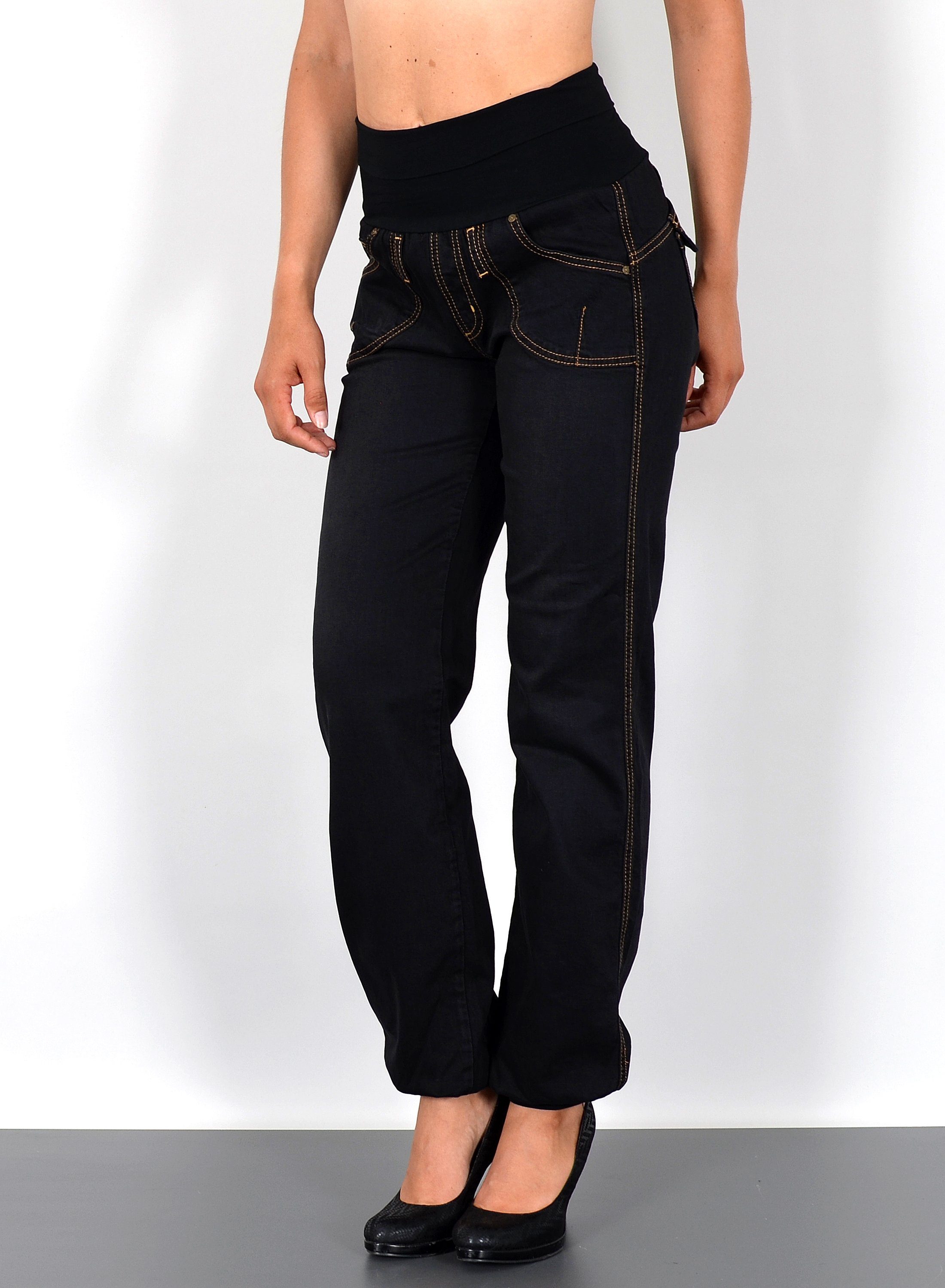 ESRA Pumphose J132 Damen Jeans Haremshose High Waist, Damen Jeanshose Pumphose hohe Leibhöhe, Damen Boyfriend Jeans Hose Hoch, bis Übergröße / Plussize Große Größe, Damen Jeans Straight Fit Baggy Hose, Damen Baggy Jeans Pluderhose Stretch, Damen Jeanshose mit elastischem Bund, Damen Jeans Hose Stretch Elastischer Gummibund, Damen Hose mit Gummizug