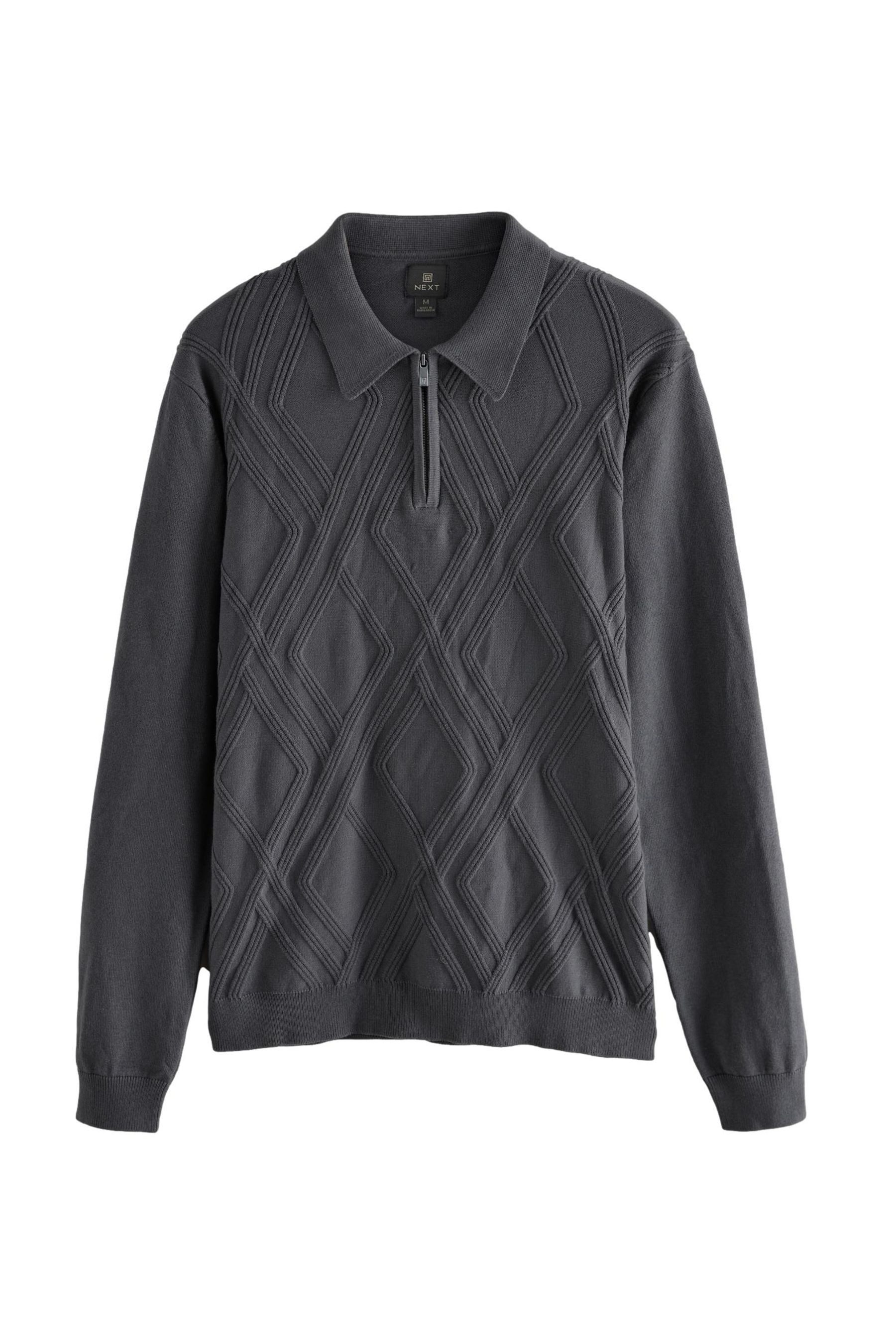 Next Langarm-Poloshirt Regular Fit strukturiertes Kurzarm-Polohemd,1/4-RV (1-tlg)