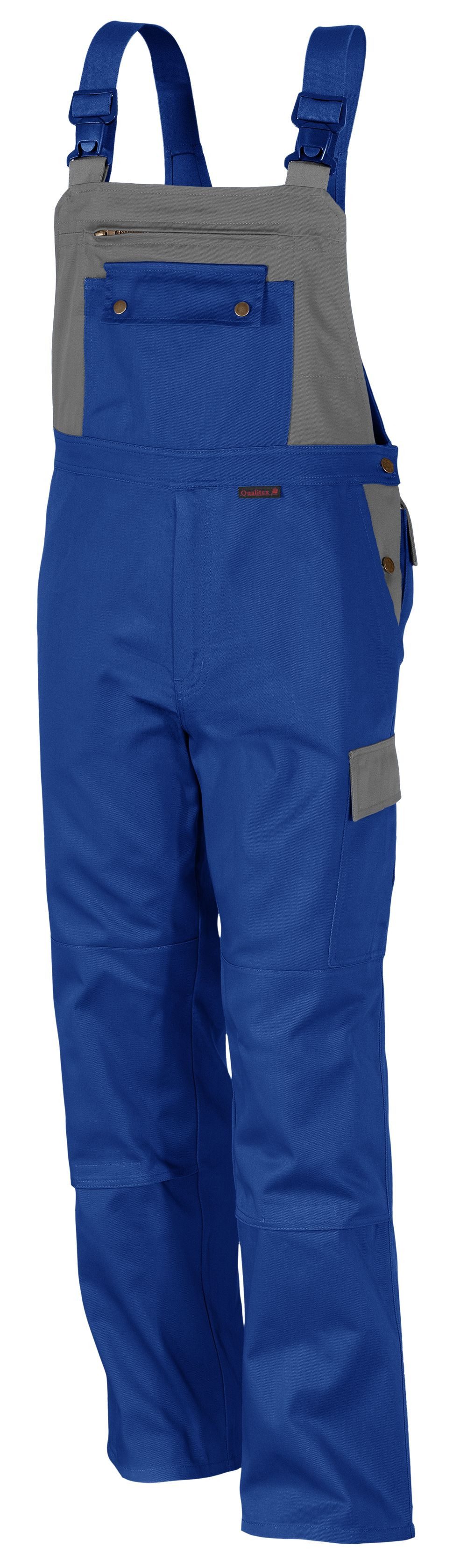 QUALITEX HIGH QUALITY WORKWEAR Arbeitslatzhose stylische Arbeitshose - faserverstätkter Blaumann xtra strapazierfähig (1-tlg) MG 300 g - Latzhose mit 11 Taschen - Pflegeleicht - Waschbar