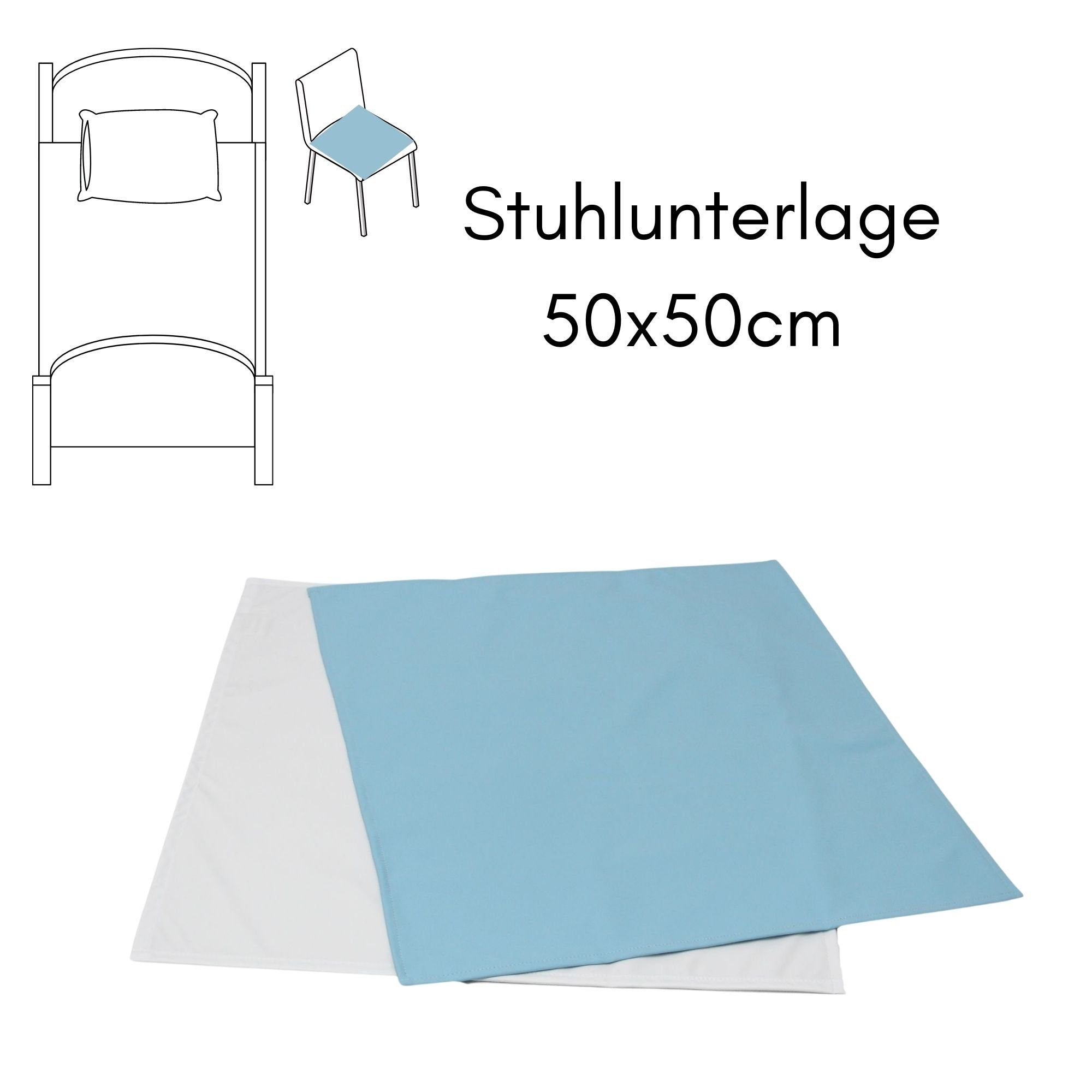 Inkontinenzauflage SENIORI Inkontinenzunterlage WASCHBAR wasserdicht Matratzenauflage Seniori, 50x50cm für Stuhl Weiß