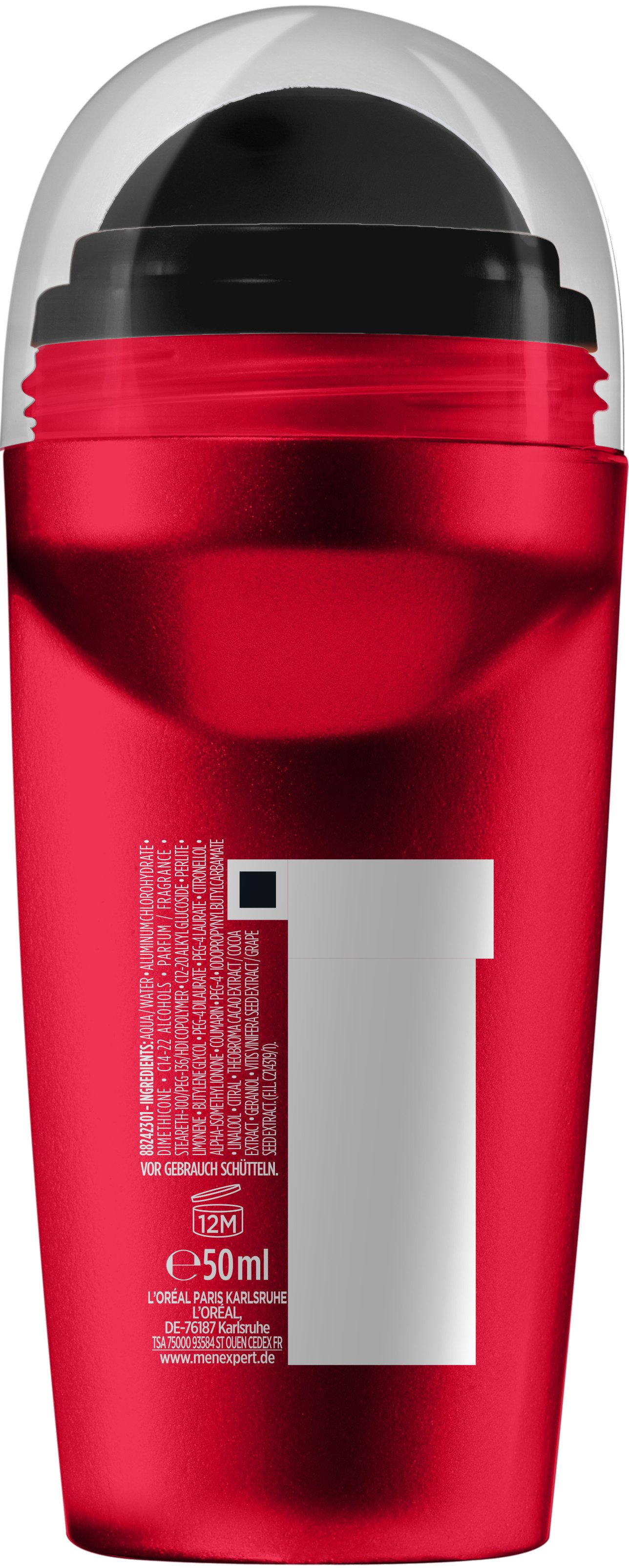 L'ORÉAL PARIS MEN EXPERT Deo-Roller Deo Roll-on Ultimate Control, Packung, 6-tlg., mit hoher Zuverlässigkeit