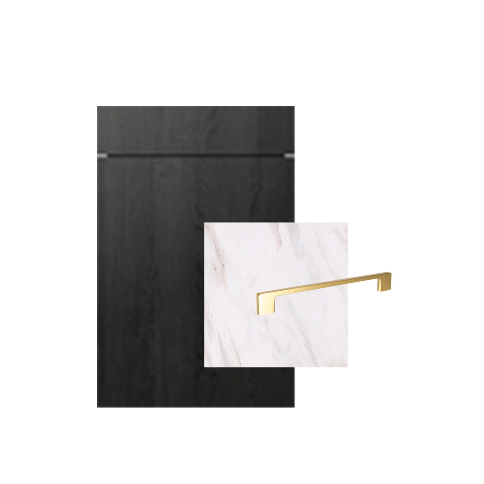 ROCTOR Küchenzeile RT7002 Toronto Eiche schwarz / AP Spachtelbeton graphit - 240 cm Breit, Ohne E-Geräte, Inkl. Abfalleimersystem