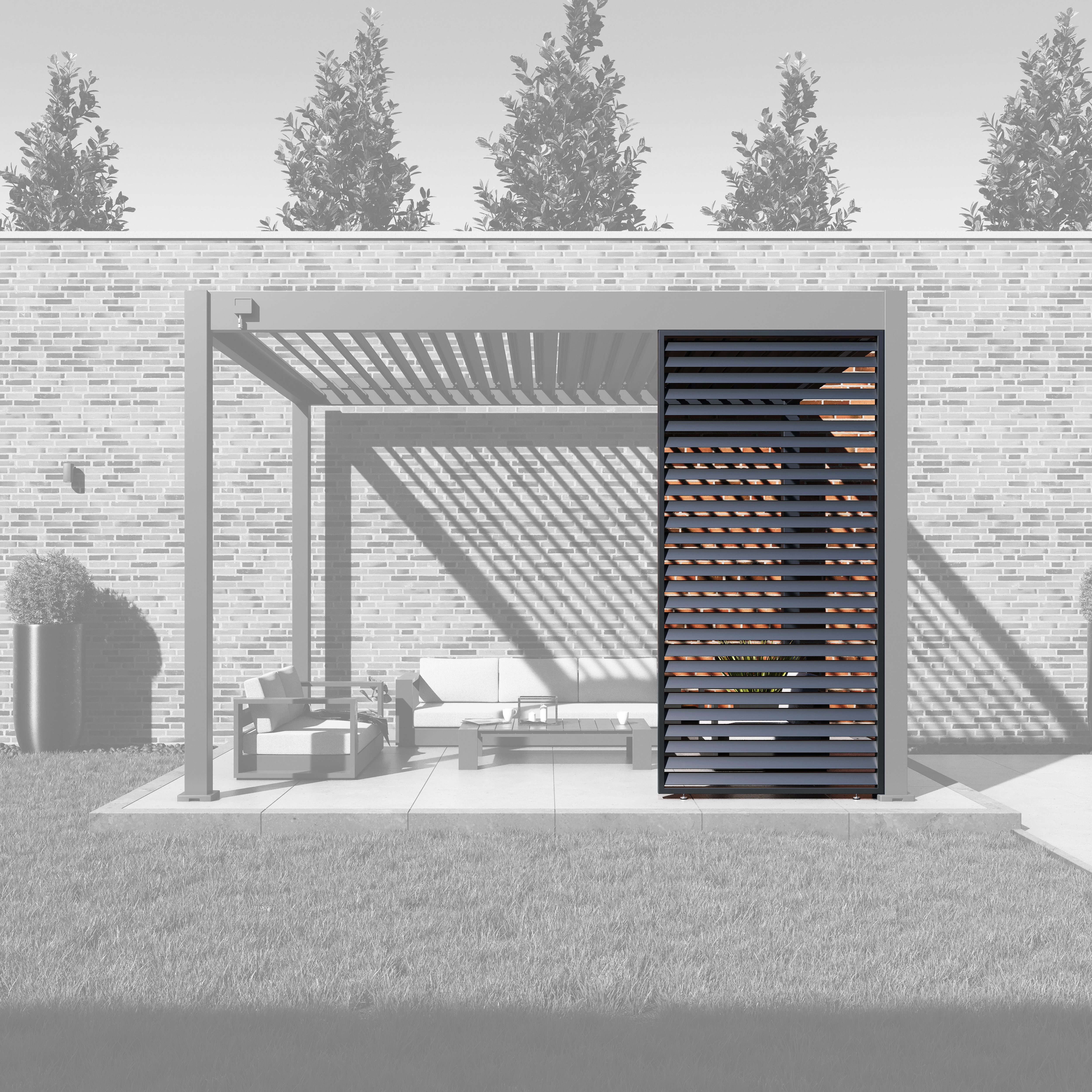 Paragon Pavillonseitenteil Lamellen Sichtschutz für Pergola Grand Tuscan 10 Grau, 94x234 cm