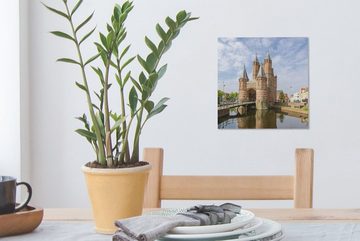OneMillionCanvasses® Leinwandbild Amsterdamer Tor an den Grachten, (1 St), Leinwand Bilder für Wohnzimmer Schlafzimmer