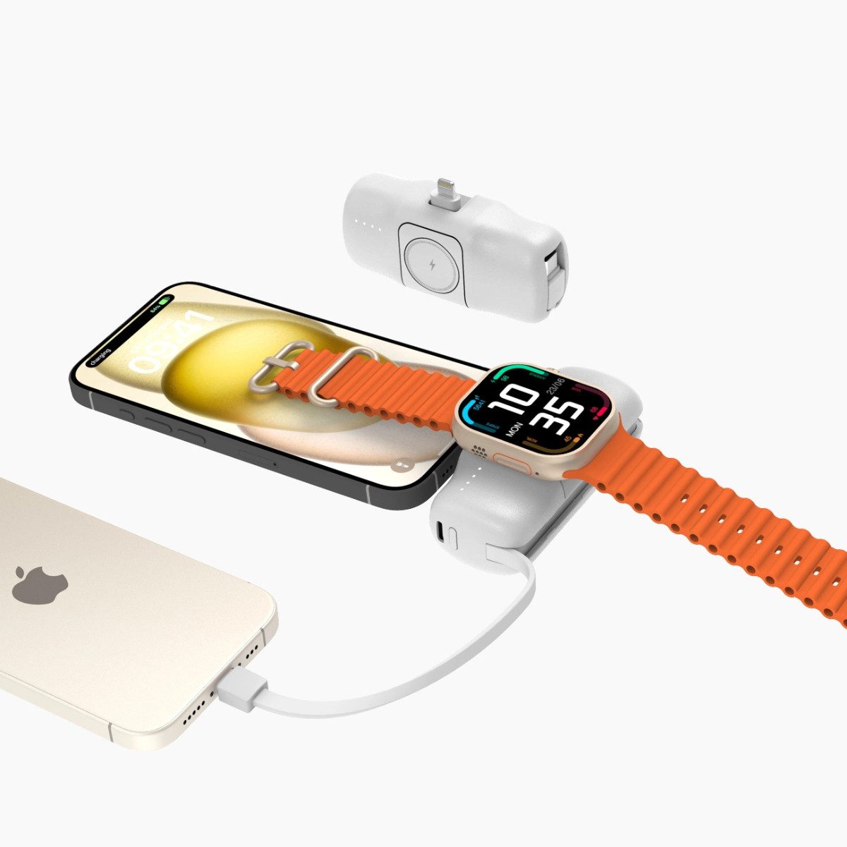 Wozinsky WF16-YLS Mini Powerbank 5000 mAh (5 V), kompatibel mit Apple Watch, induktives Laden, Mehrfachanschluss – Bild 4 von 5