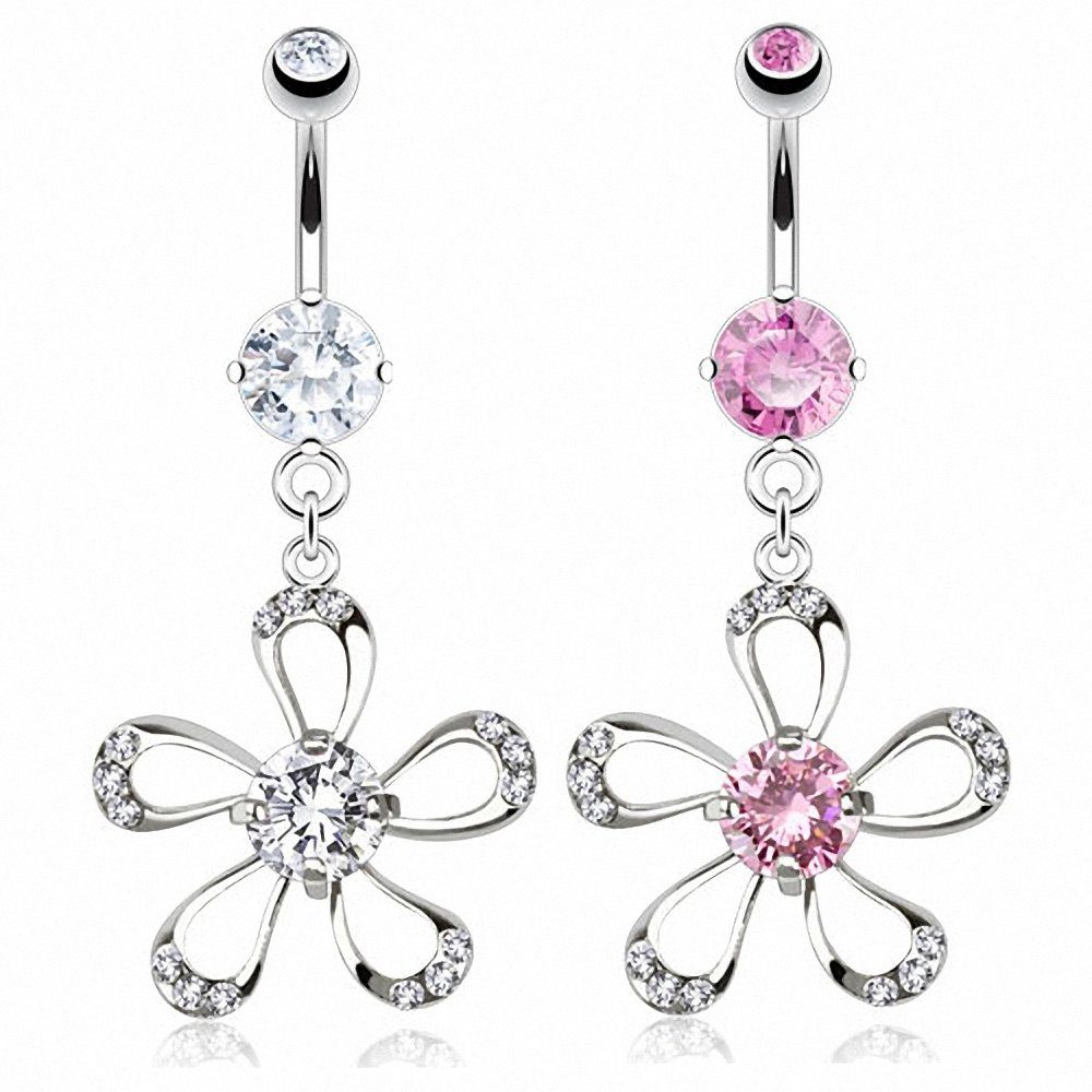 Taffstyle Bauchnabelpiercing Piercing Chirurgenstahl Kristall Blume, günstig online kaufen