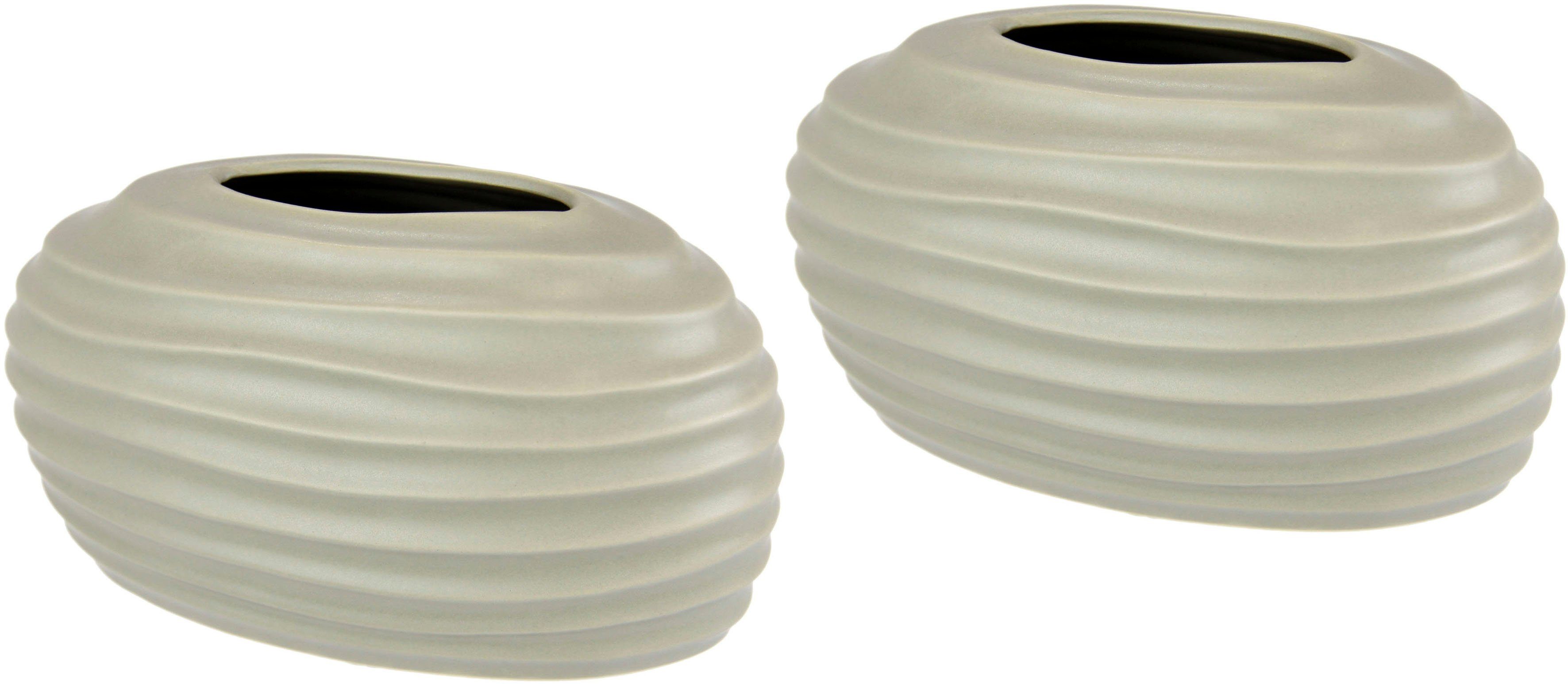 I.GE.A. Dekovase Keramik-Vase, 2er Set Modern Keramik Pampasgras Küche Vase Weiß Kleine Büro Tisch