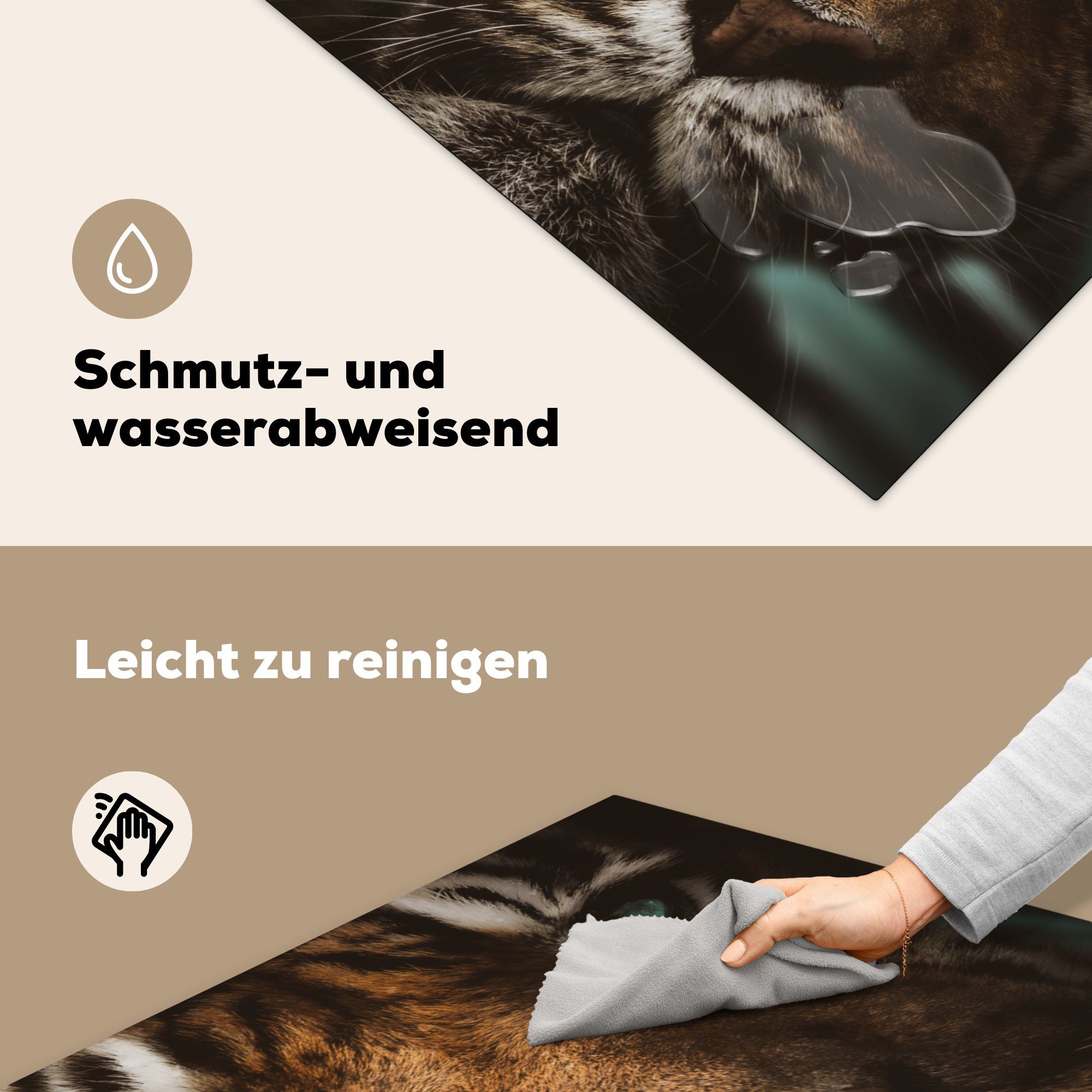 - cm, Herdblende-/Abdeckplatte Vinyl, küche 78x78 Tiere Ceranfeldabdeckung, tlg), - Arbeitsplatte für (1 Wild, Tiger MuchoWow