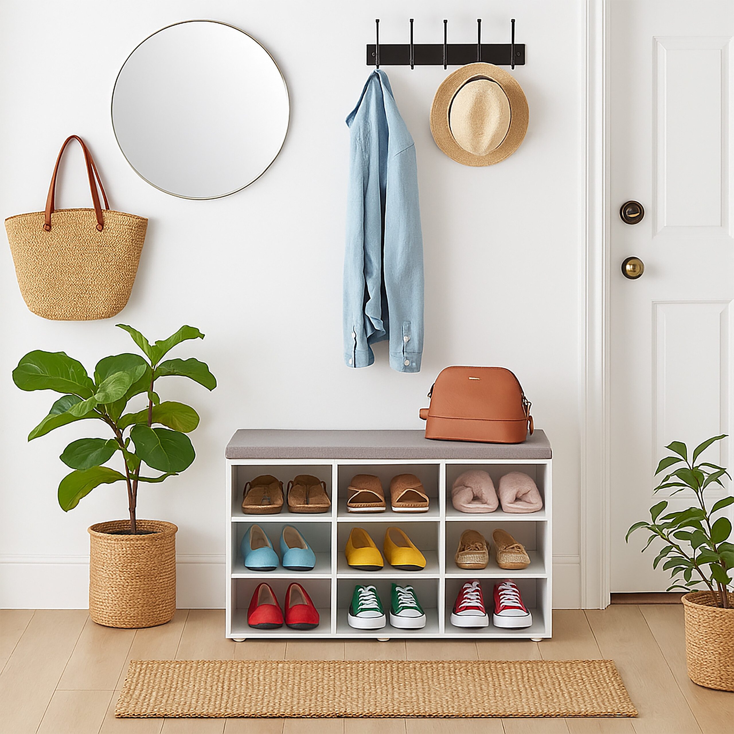 relaxdays Schuhbank mit gepolsterter Sitzfläche, 9