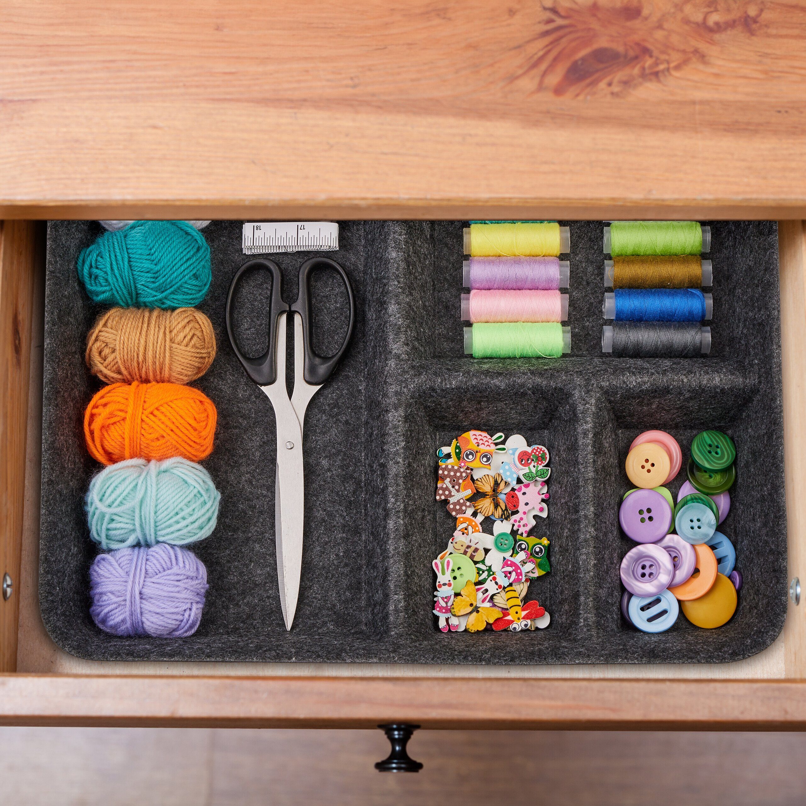 relaxdays Schubladeneinsatz Schubladen Organizer Filz, Dunkelgrau