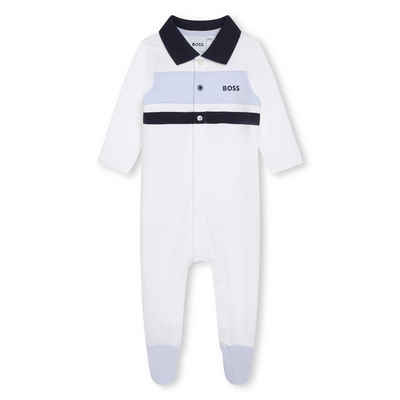 BOSS Strampler BOSS Baby Strampler Schlafanzug weiß blau aus Bio-Baumwolle