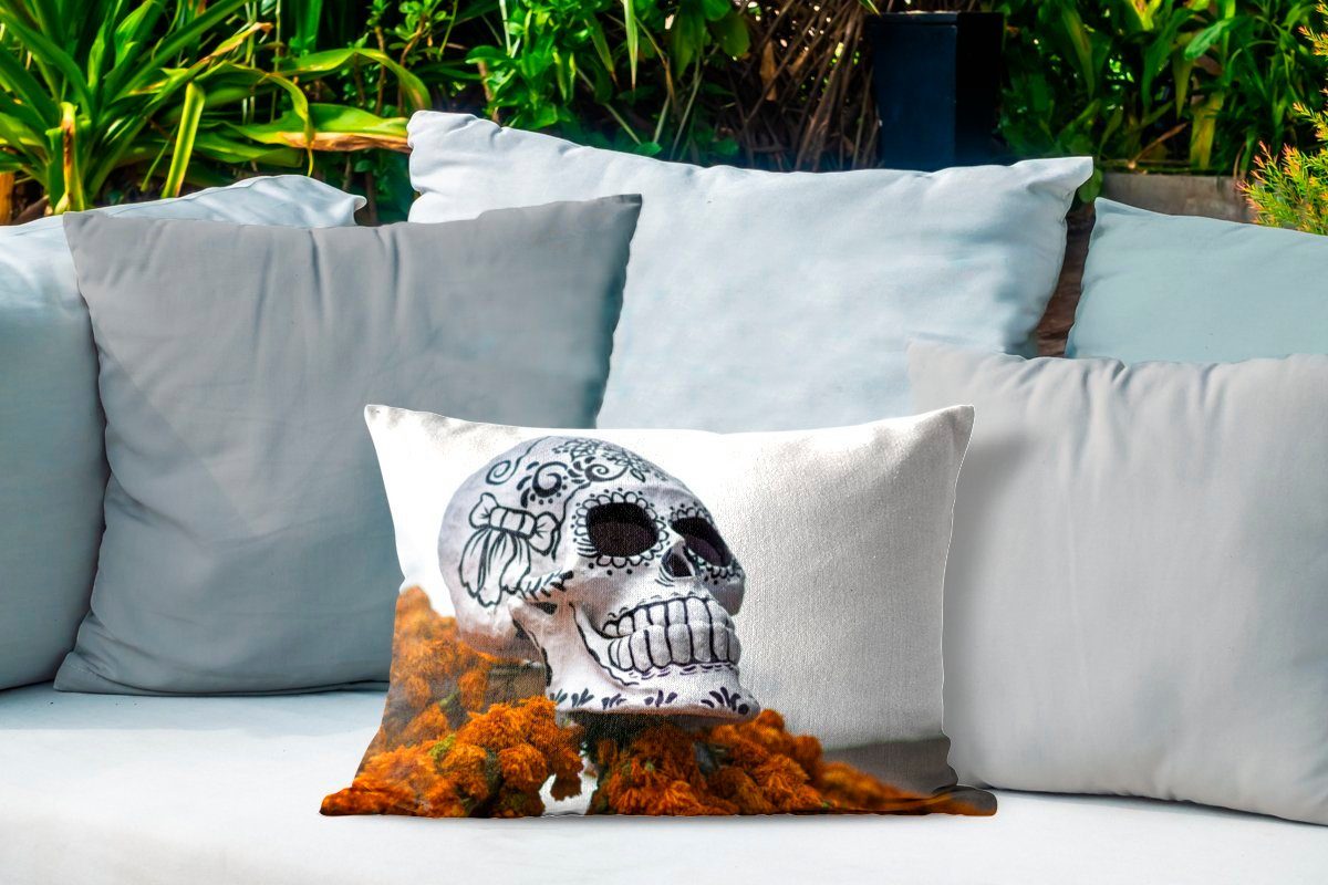 MuchoWow Dekokissen Outdoor-Dekorationskissen, Kissenhülle Polyester, Mexiko, Schädel Todestag Dekokissenbezug