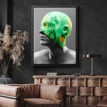 DOTCOMCANVAS® Leinwandbild Emerald Consciousness, Leinwandbild Emerald Consciousness moderne Kunst Portrait grau grün