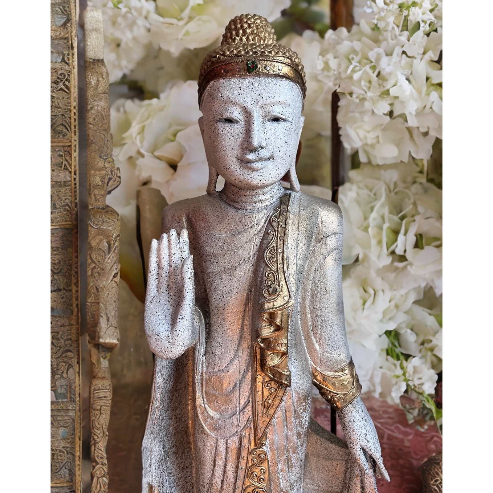 Montags Buddhafigur 108cm Buddha Asien groß Thailand Figur Holz LifeStyle