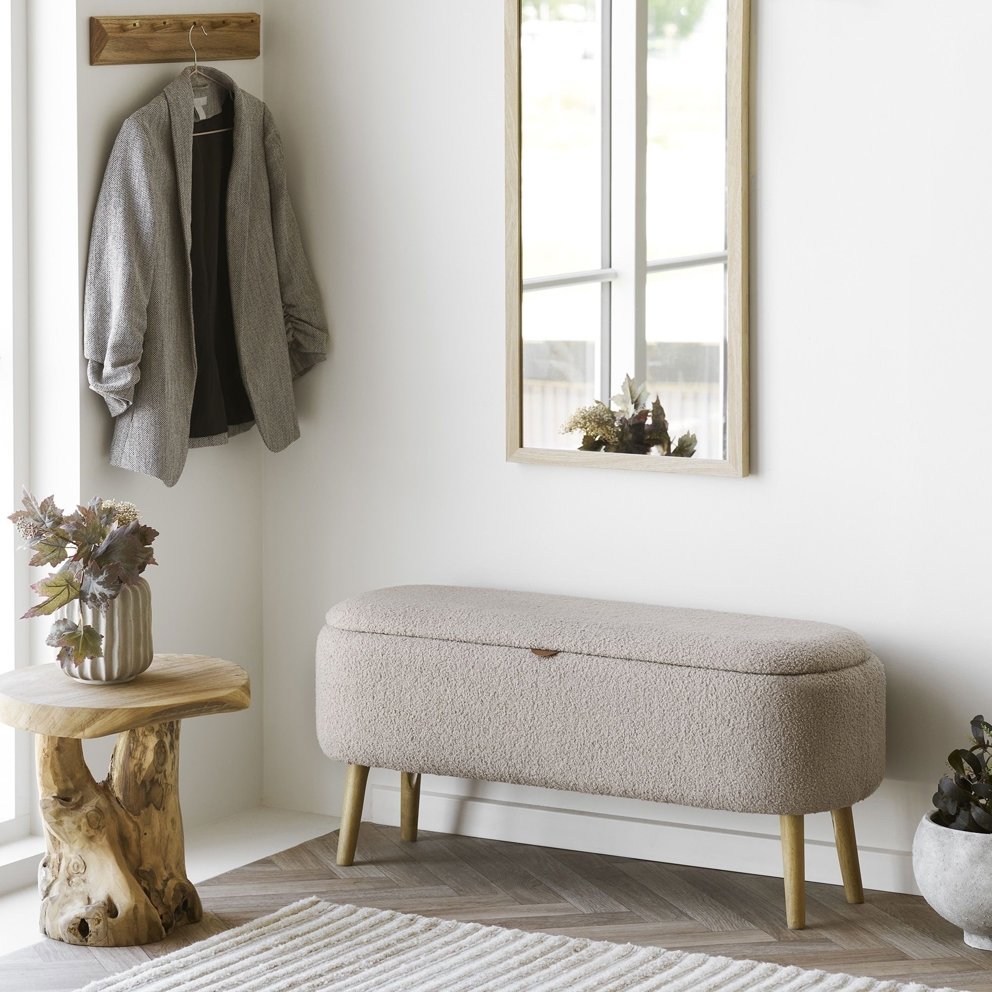 freiraum Truhenbank Harlow, in Beige, Polyester - 95x45x37cm (BxHxT)